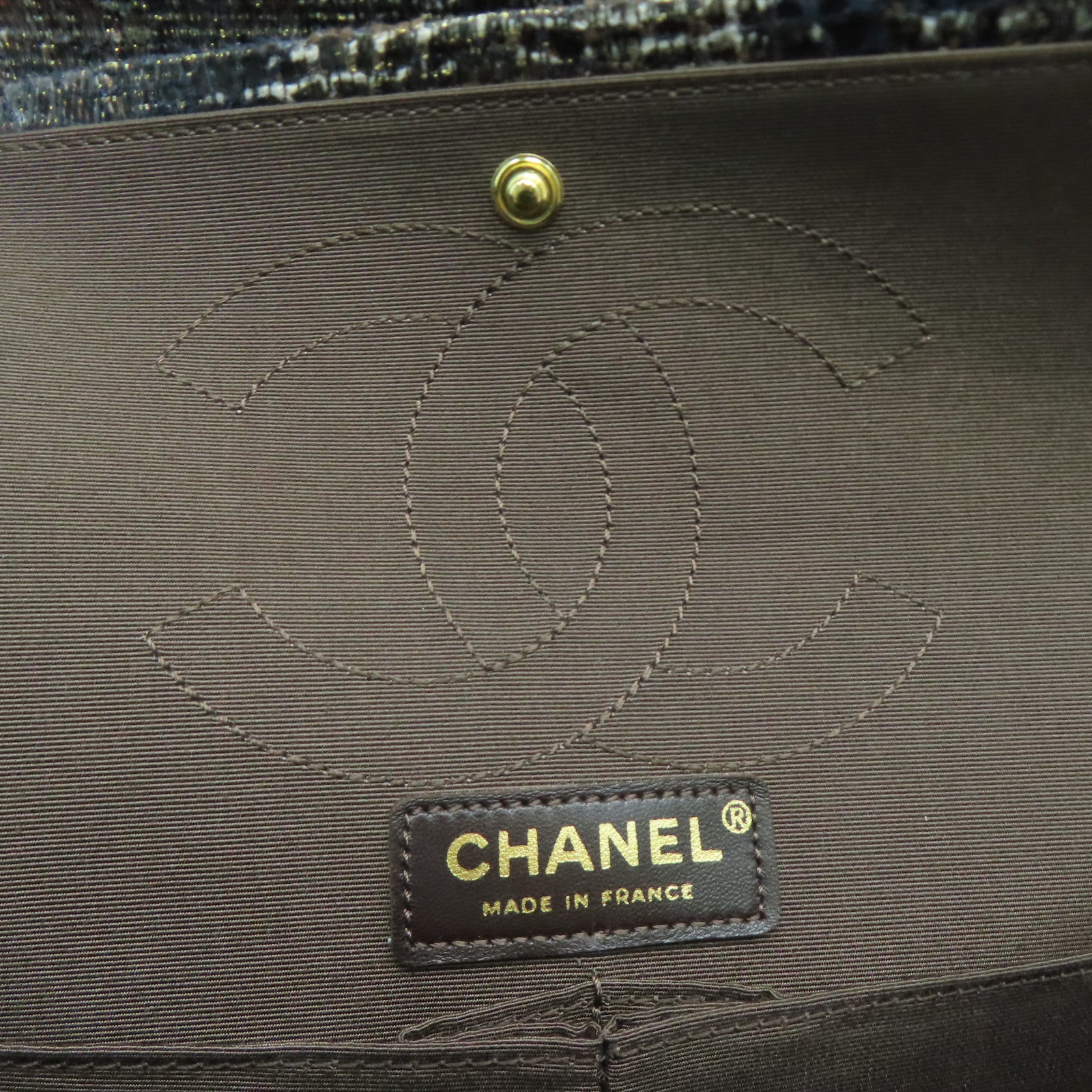 CHANEL 菱格帆布2.55 Chain Shoulder Bag金扣链带肩背袋黑色