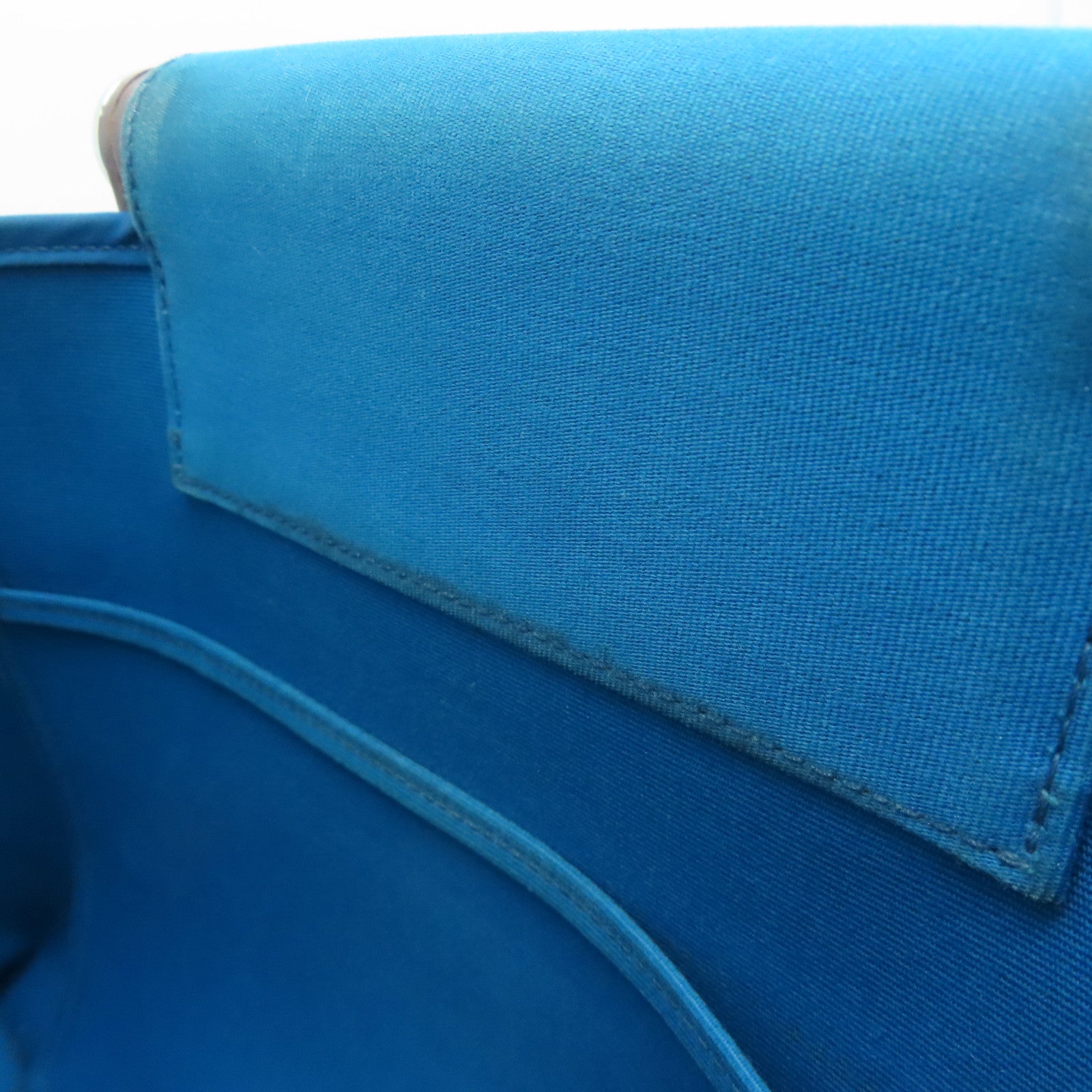 HERMES [Sharp Discount] Canvas CaBag Silver Buckle Shoulder Bag Blue