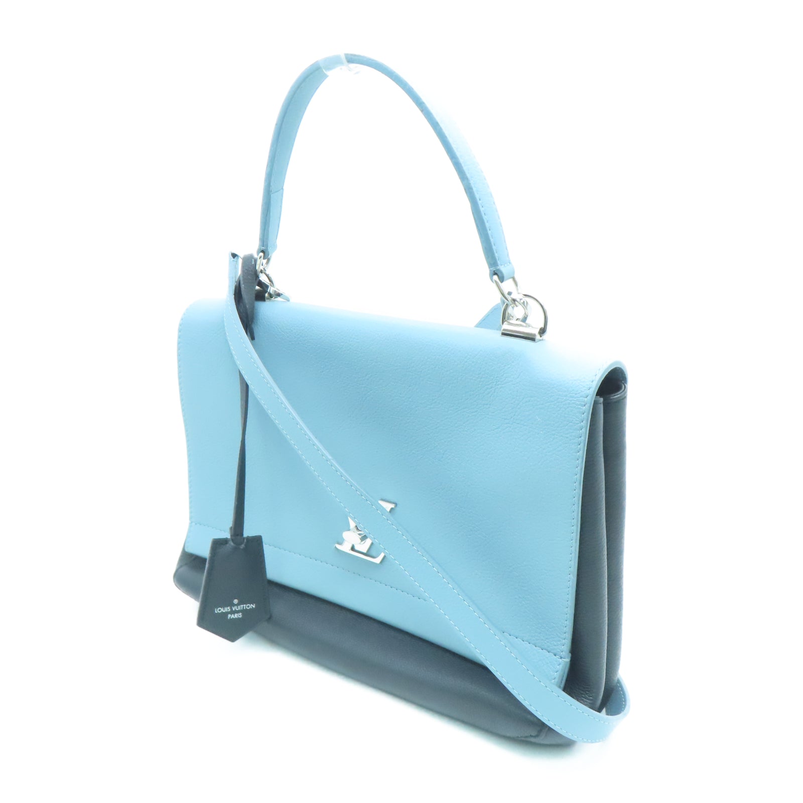 LOUIS VUITTON 牛皮皮革Lockme ll银扣肩背袋蓝色
