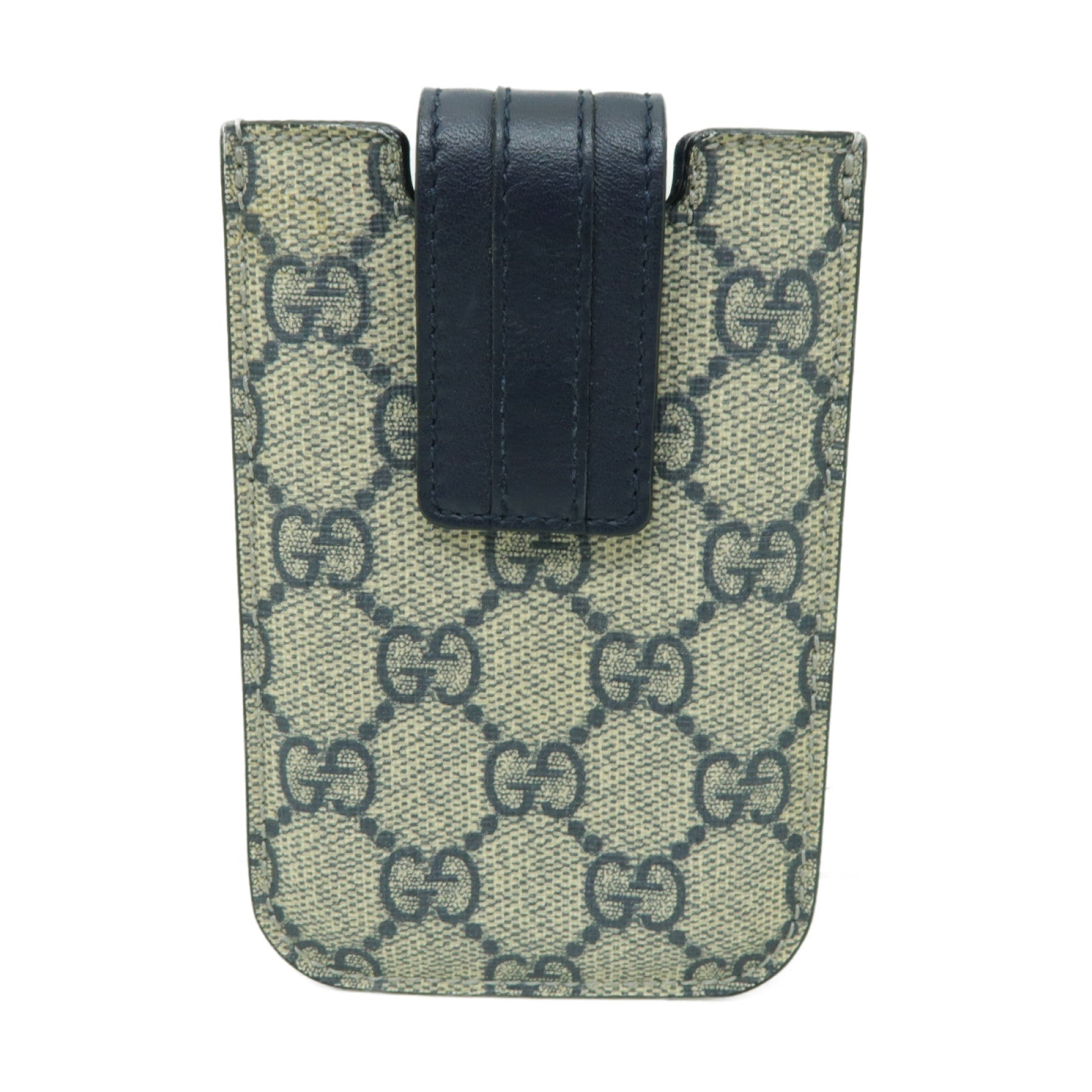 GUCCI 塗層帆布Phone Case銀扣手機殼藍色