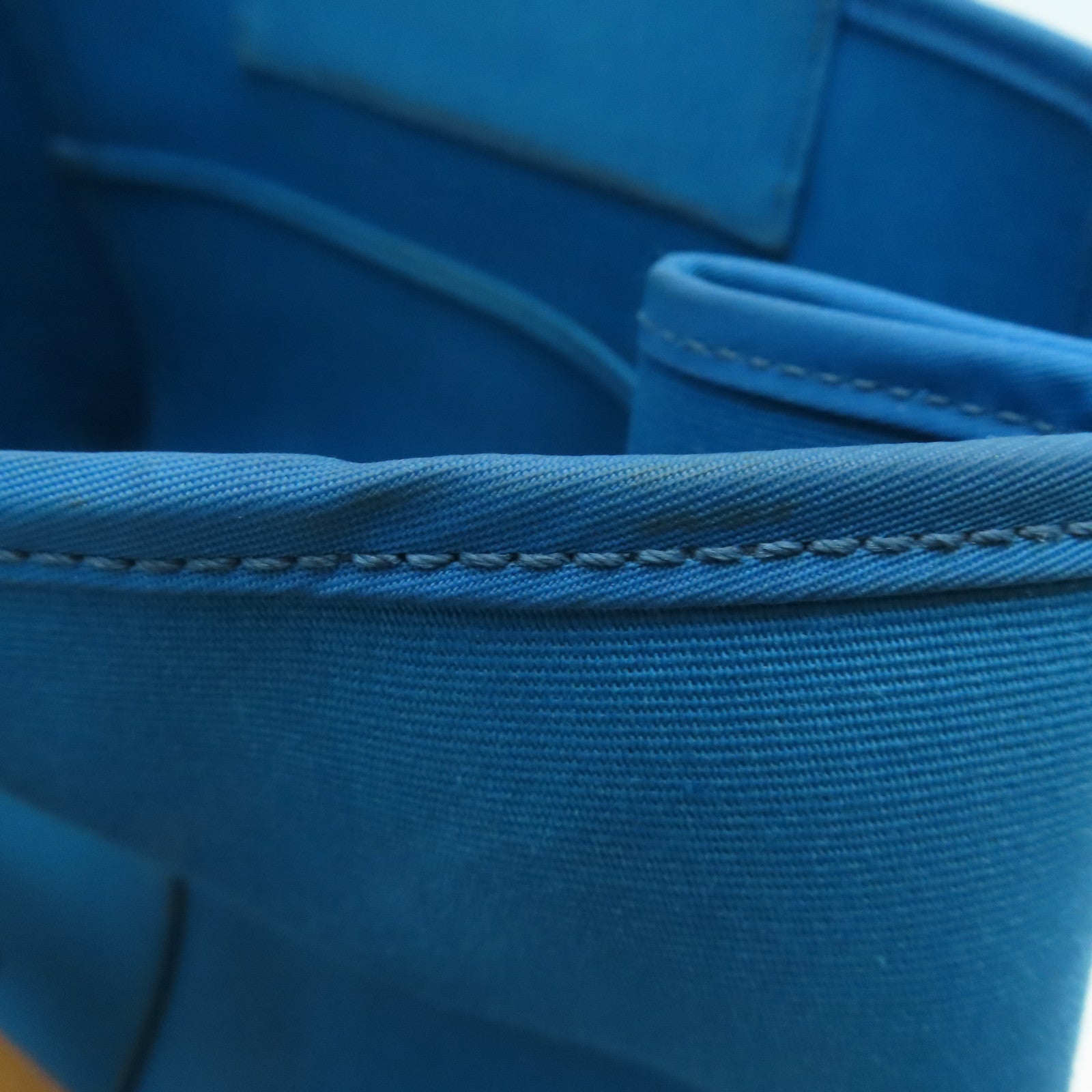HERMES [Sharp Discount] Canvas CaBag Silver Buckle Shoulder Bag Blue
