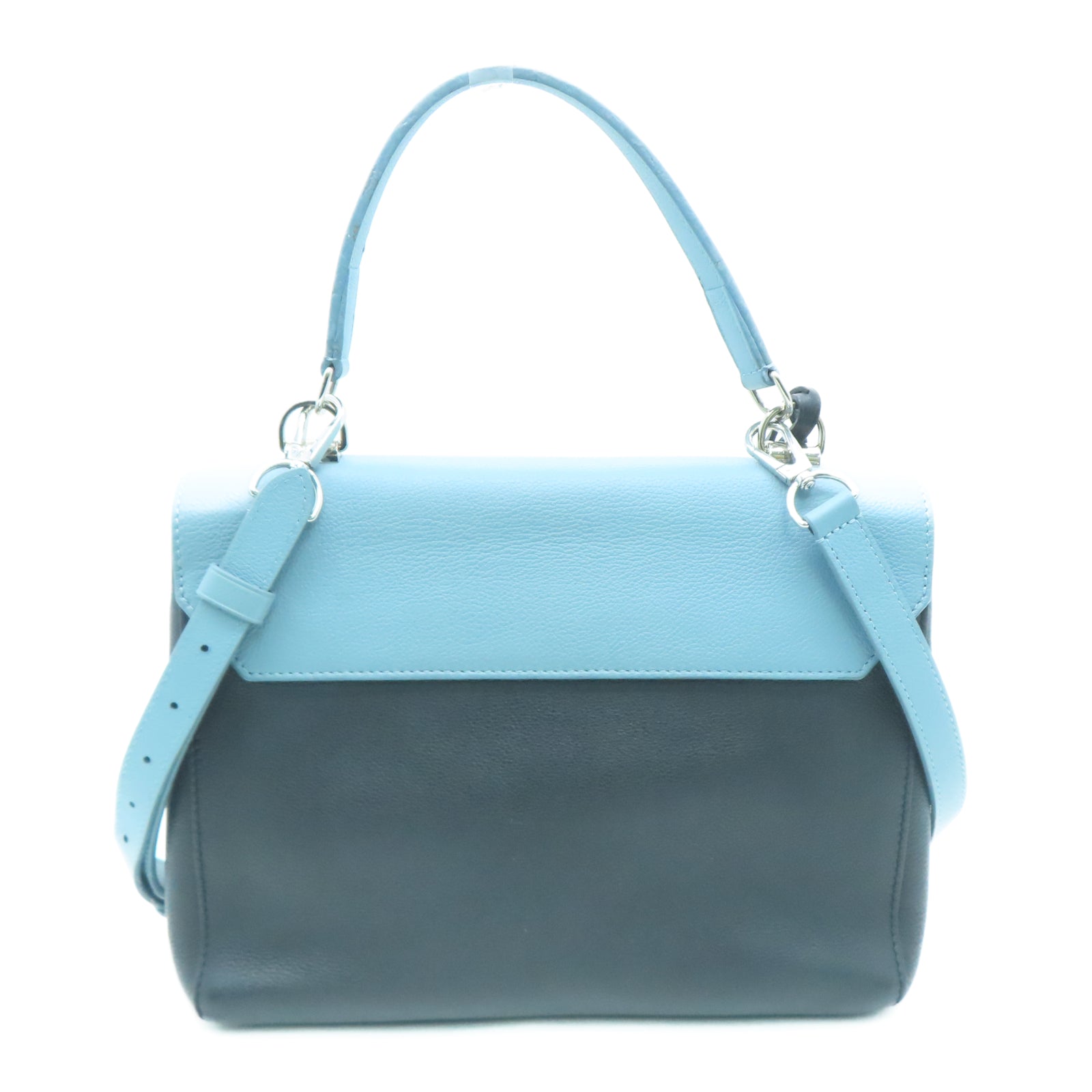 LOUIS VUITTON 牛皮皮革Lockme ll银扣肩背袋蓝色