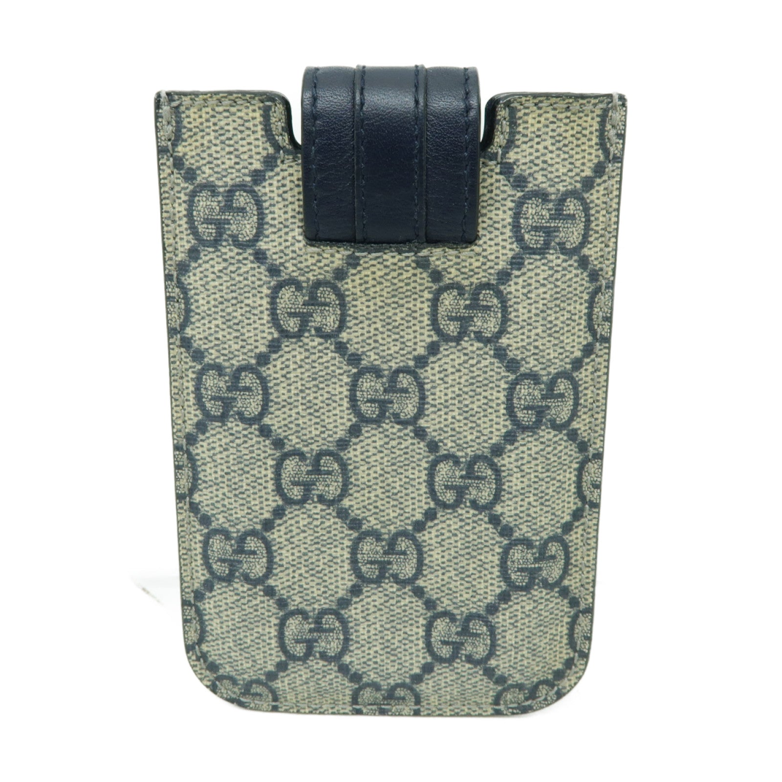 GUCCI 塗層帆布Phone Case銀扣手機殼藍色