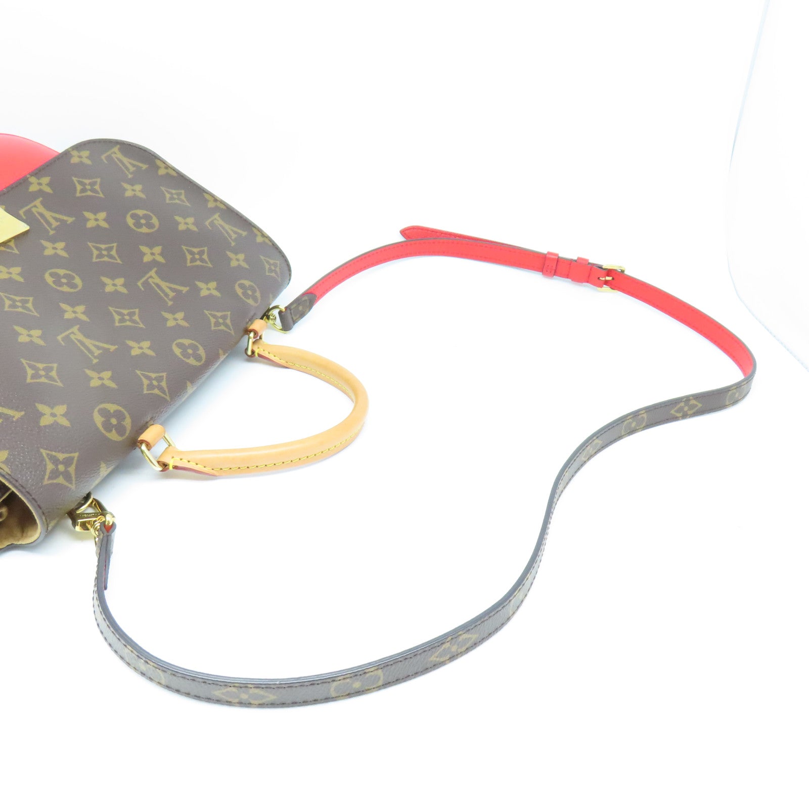 LOUIS VUITTON Monogram Marignan金扣手挽肩背两用袋啡色/红色