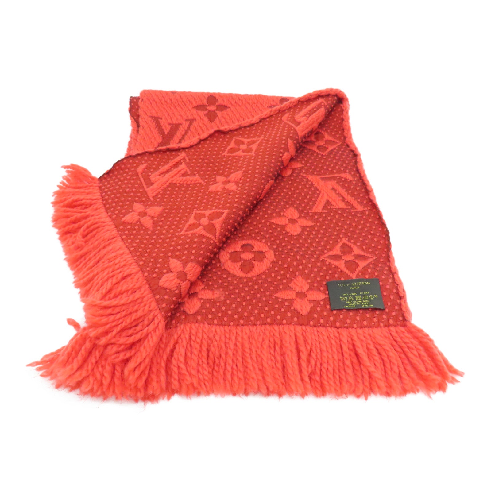 LOUIS VUITTON Wool/Silk Muffler颈巾橙红色