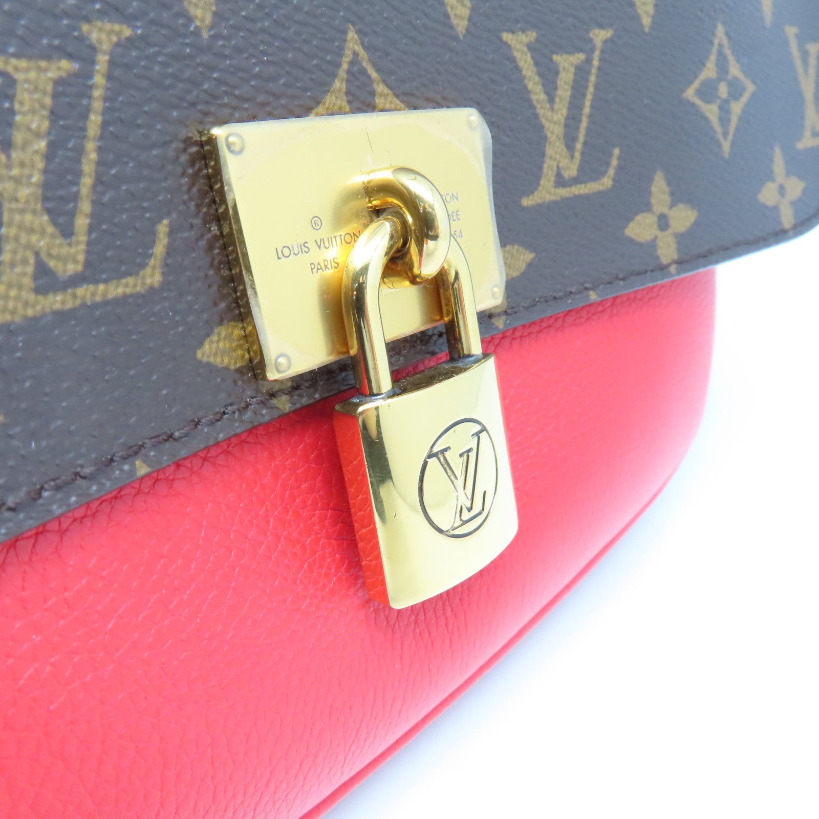 LOUIS VUITTON Monogram Marignan金扣手挽肩背两用袋啡色/红色