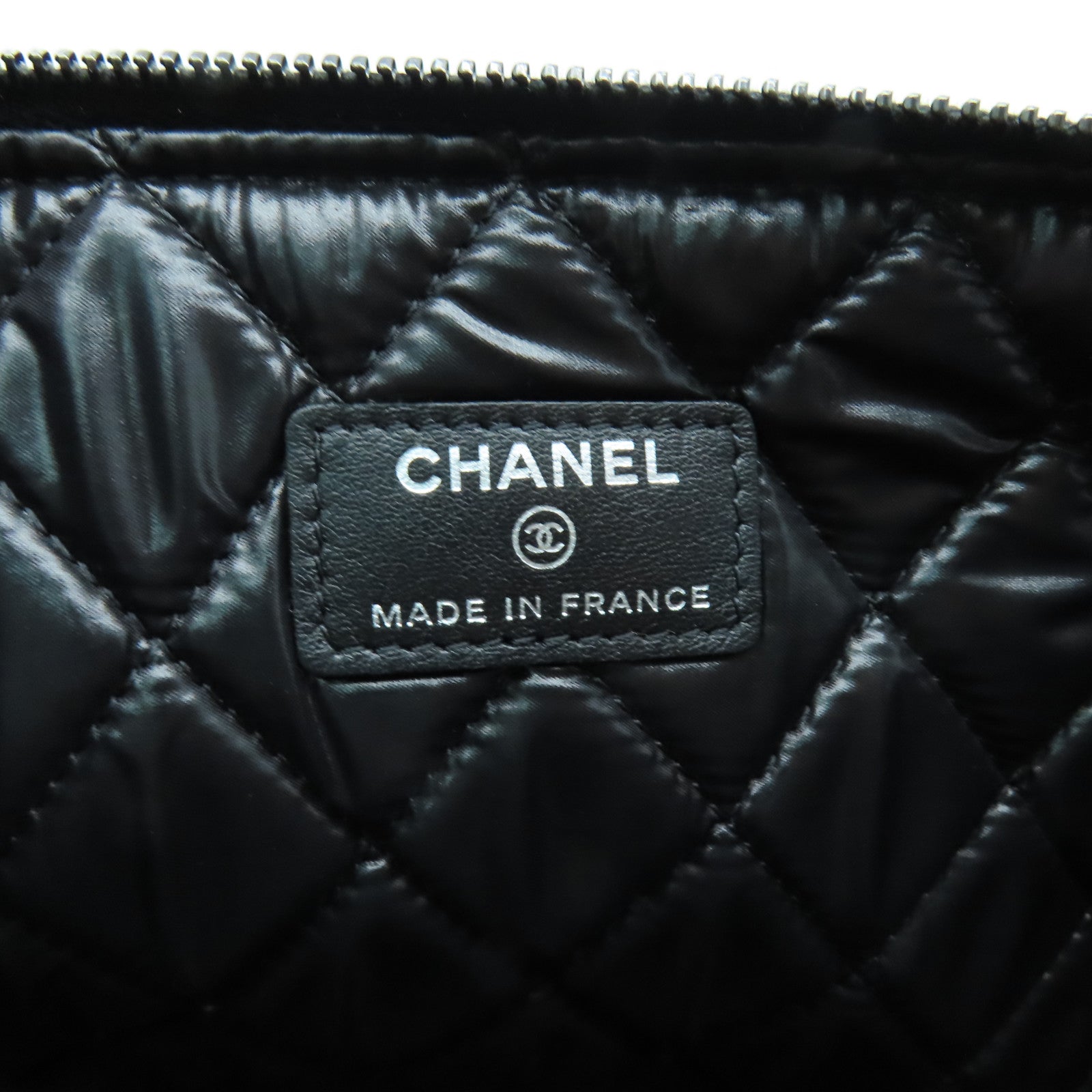CHANEL 菱格牛皮皮革Clutch手拿包黑色