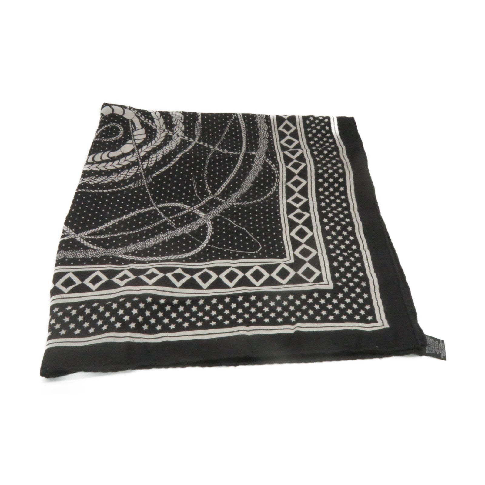 HERMES 羊絨/絲質Scarf絲巾黑色/白色