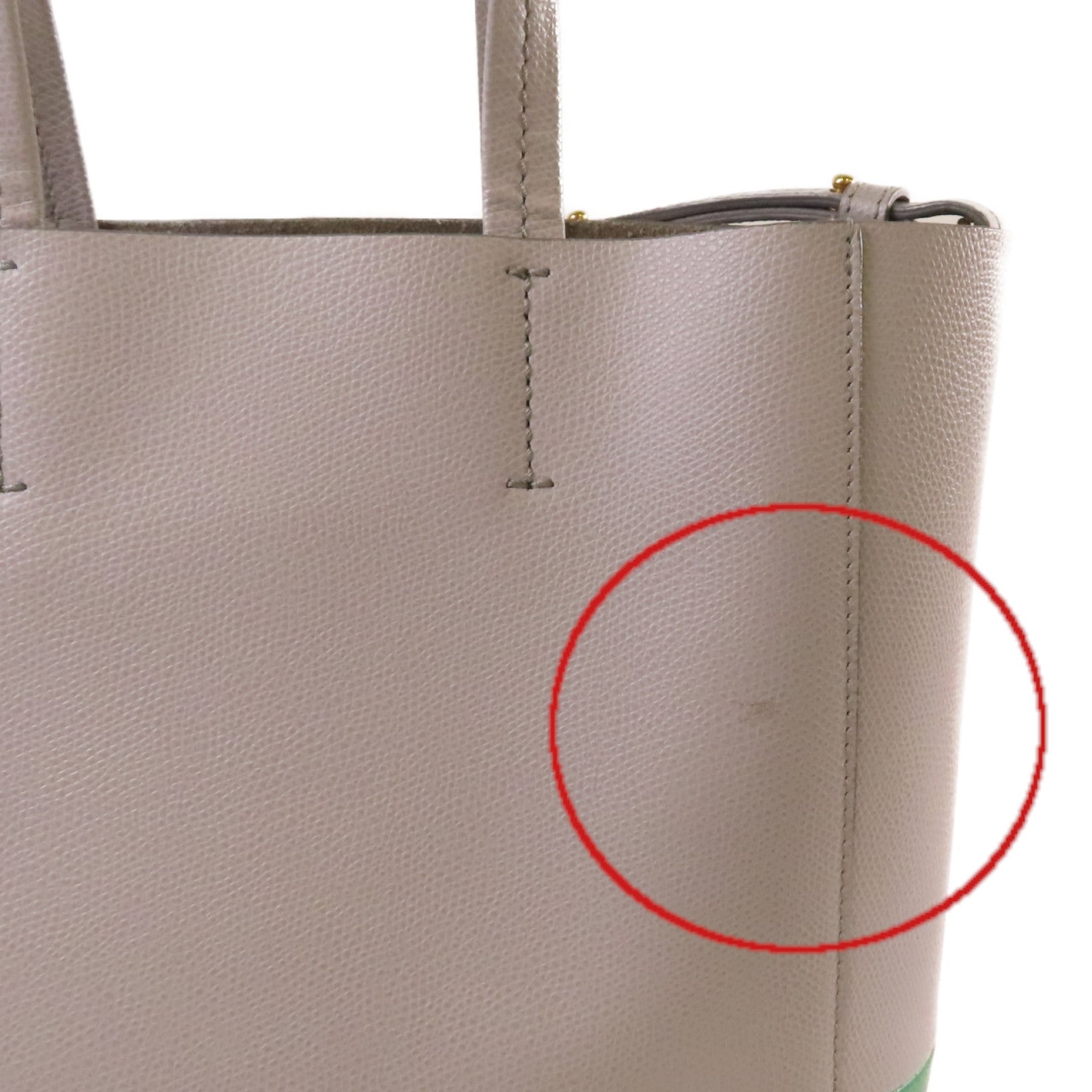 CELINE 牛皮皮革Cabas Vertical 2Way Shoulder Bag手挽肩背兩用袋灰色/綠色