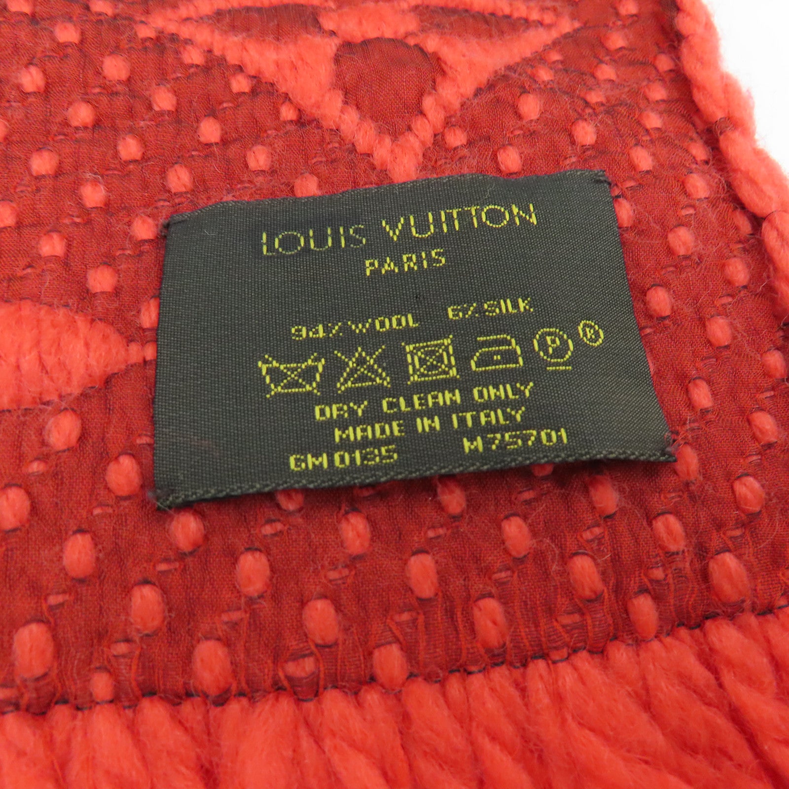 LOUIS VUITTON Wool/Silk Muffler颈巾橙红色