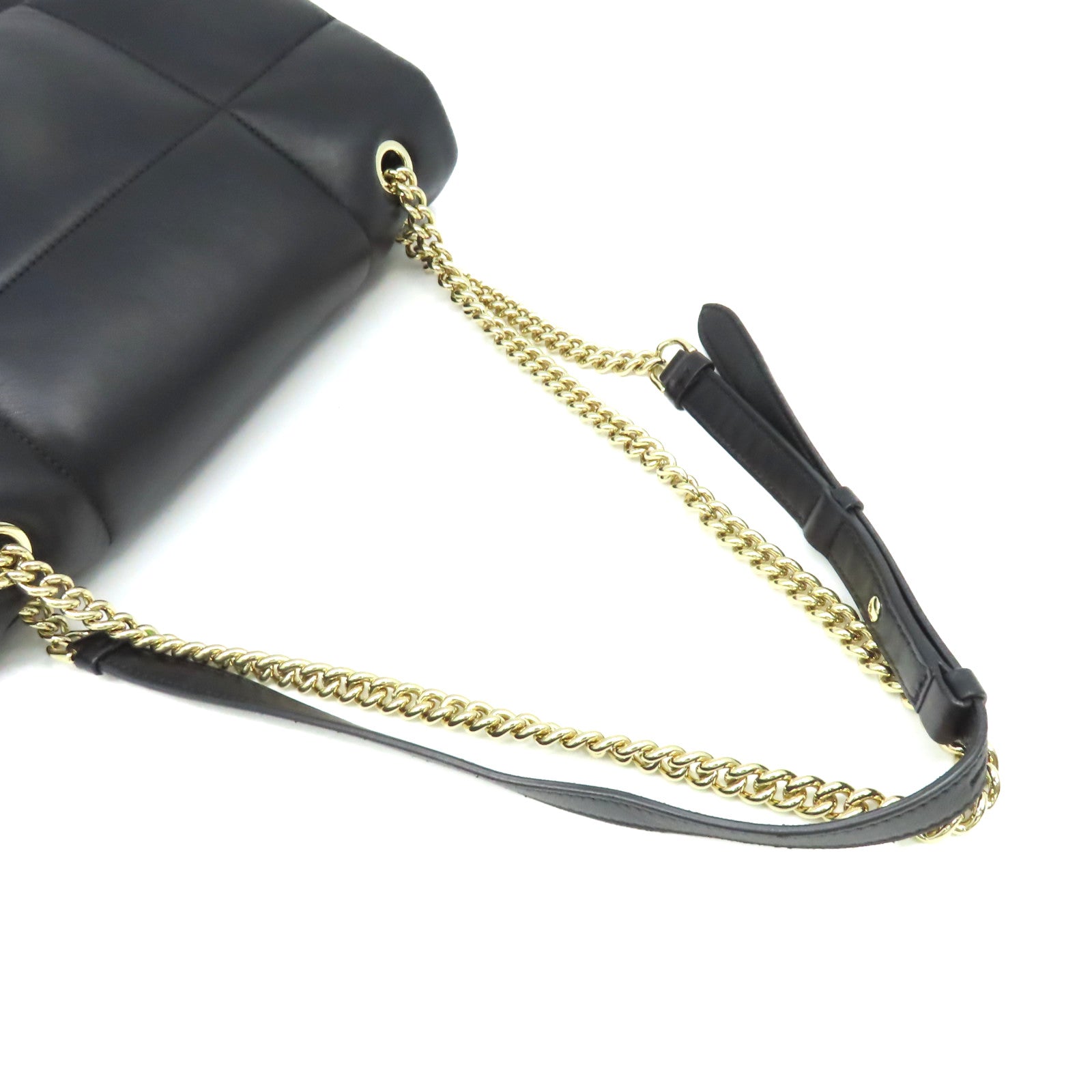 Salvatore Ferragamo 牛皮皮革Quilted Leather Chain Shoulder Bag鏈帶肩背袋黑色