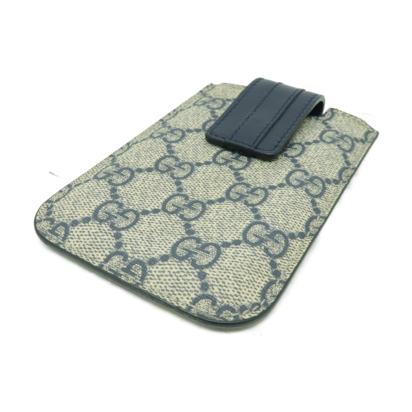 GUCCI 塗層帆布Phone Case銀扣手機殼藍色