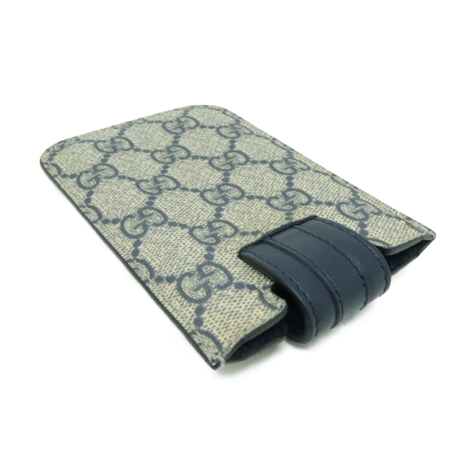 GUCCI 塗層帆布Phone Case銀扣手機殼藍色