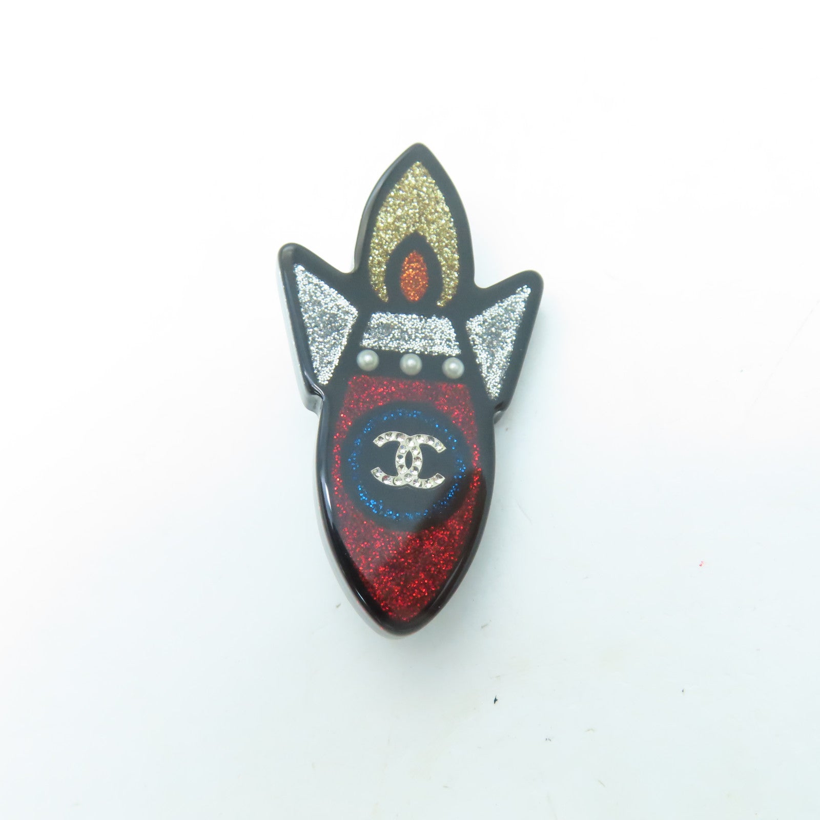 CHANEL Metal Rocket Brooch Silver Buckle Brooch Multicolor