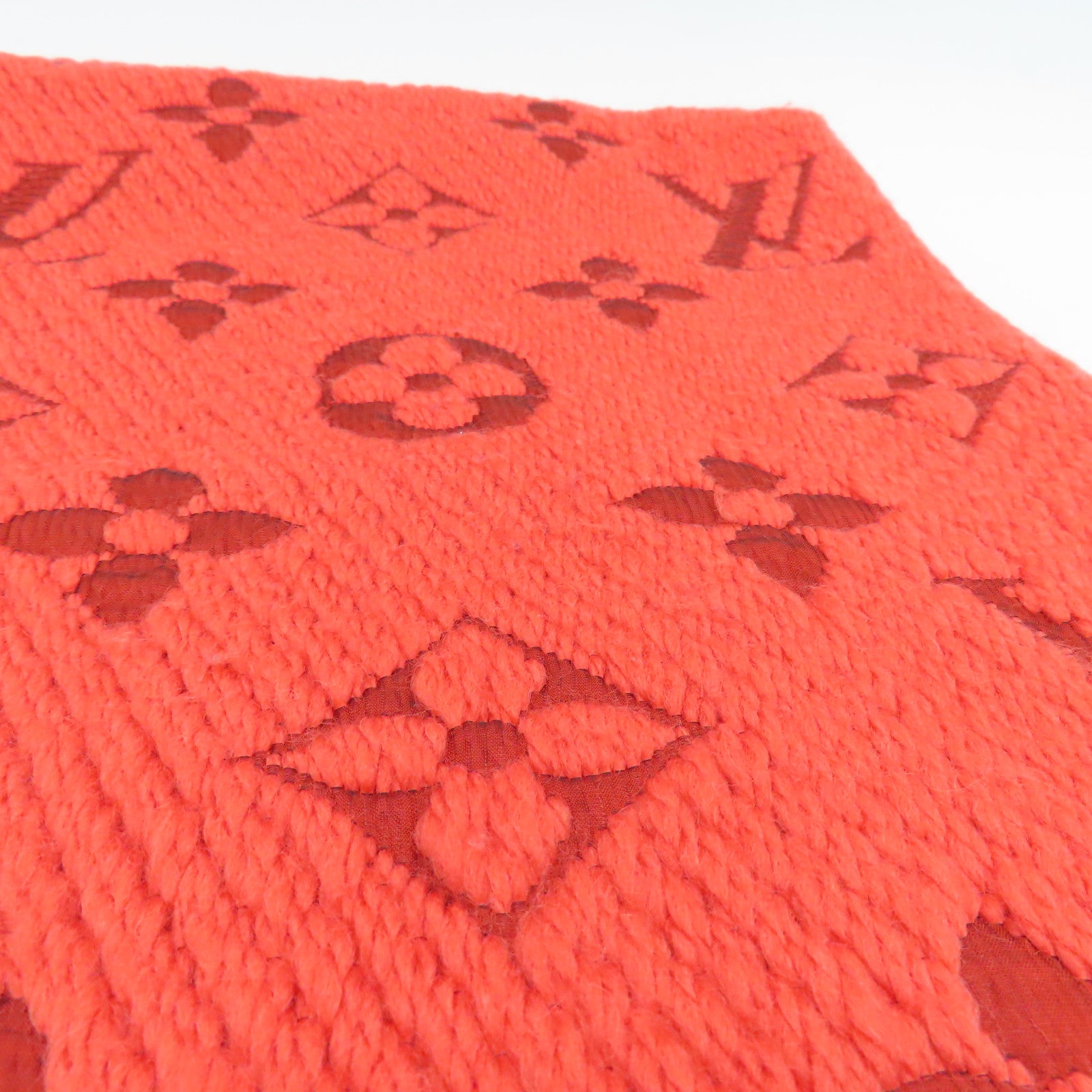 LOUIS VUITTON Wool/Silk Muffler颈巾橙红色