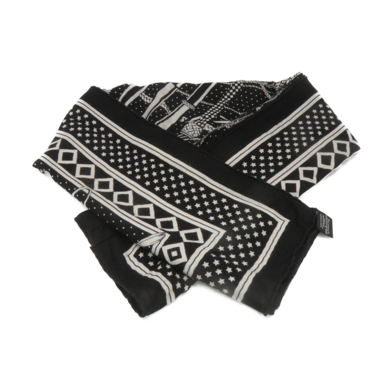 HERMES 羊絨/絲質Scarf絲巾黑色/白色