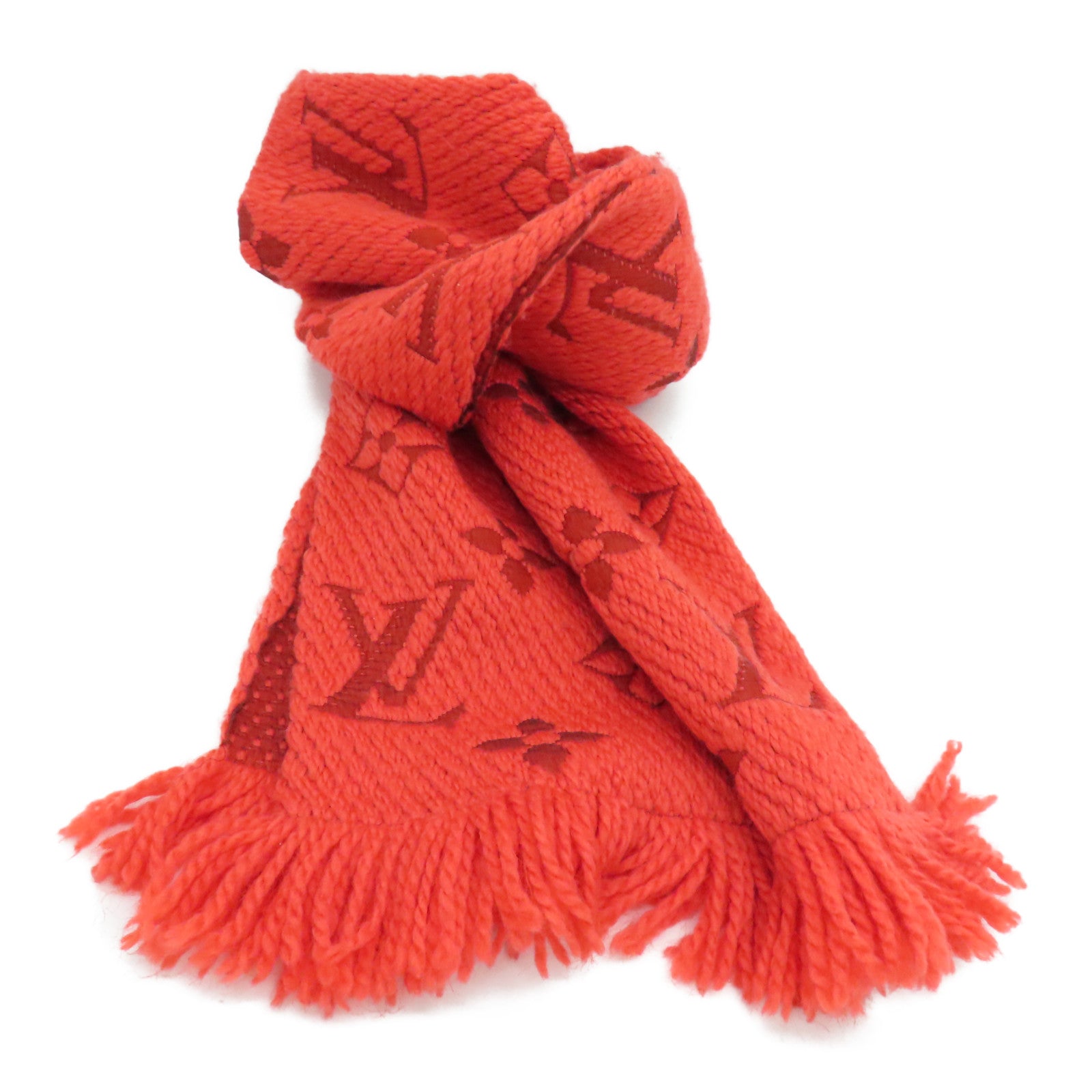 LOUIS VUITTON Wool/Silk Muffler颈巾橙红色