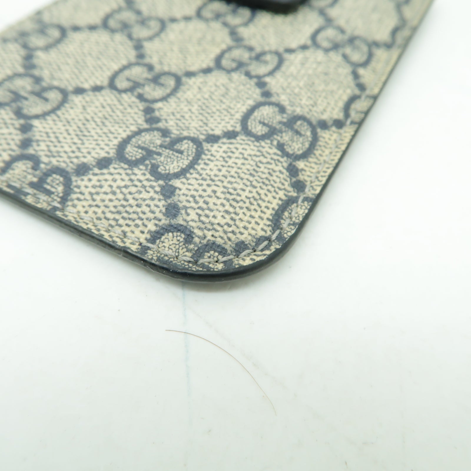 GUCCI 塗層帆布Phone Case銀扣手機殼藍色