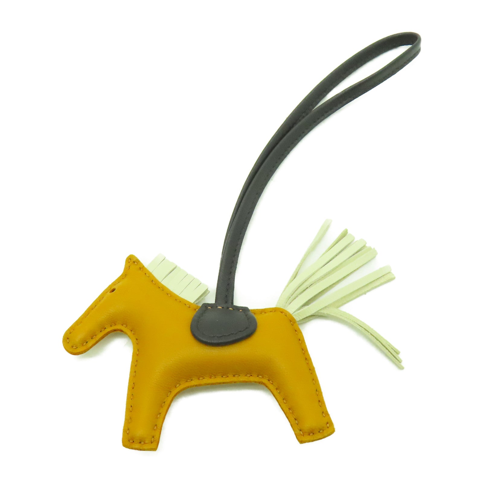HERMES Clemence皮革Rodeo PM掛飾啡色/黑色/米色