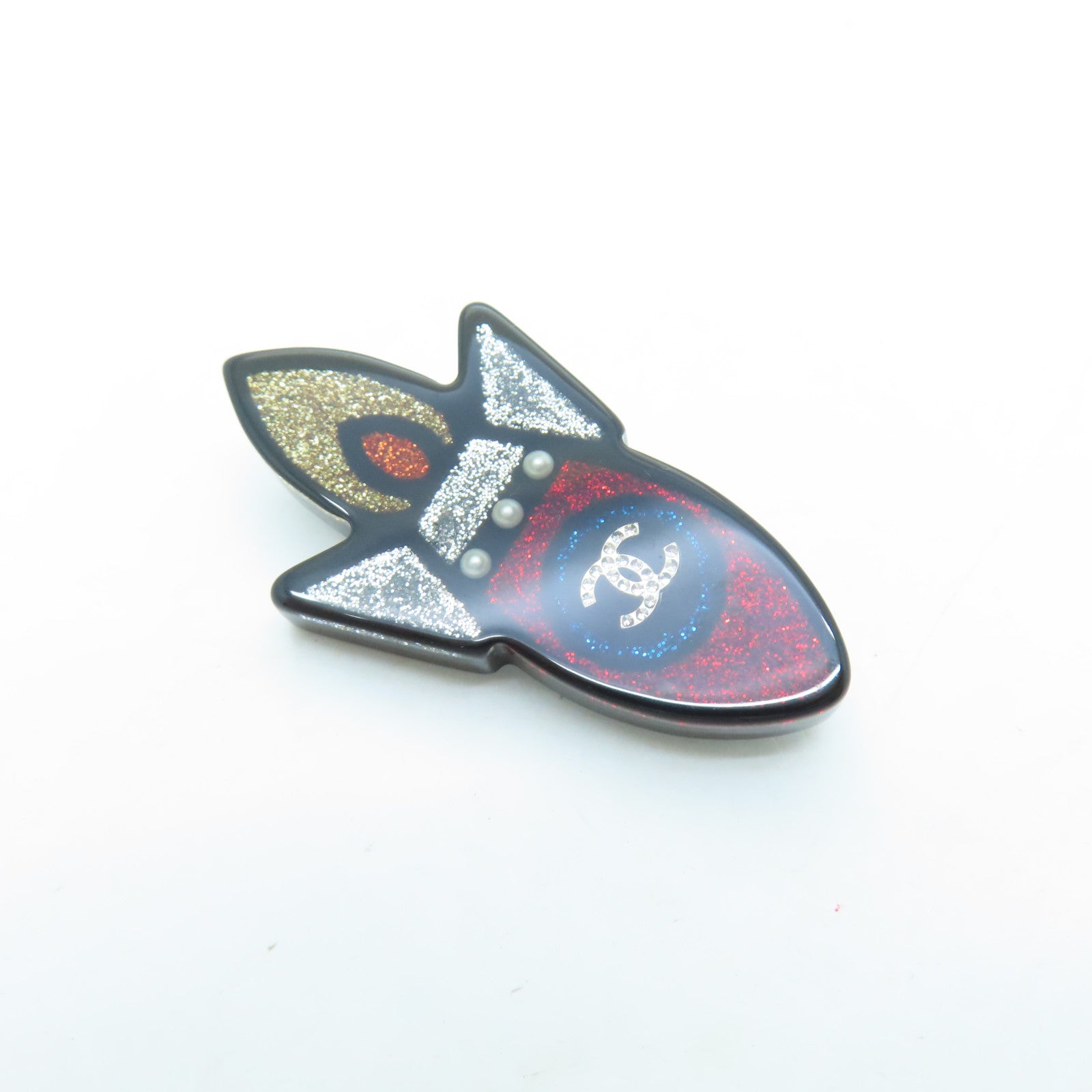 CHANEL Metal Rocket Brooch Silver Buckle Brooch Multicolor