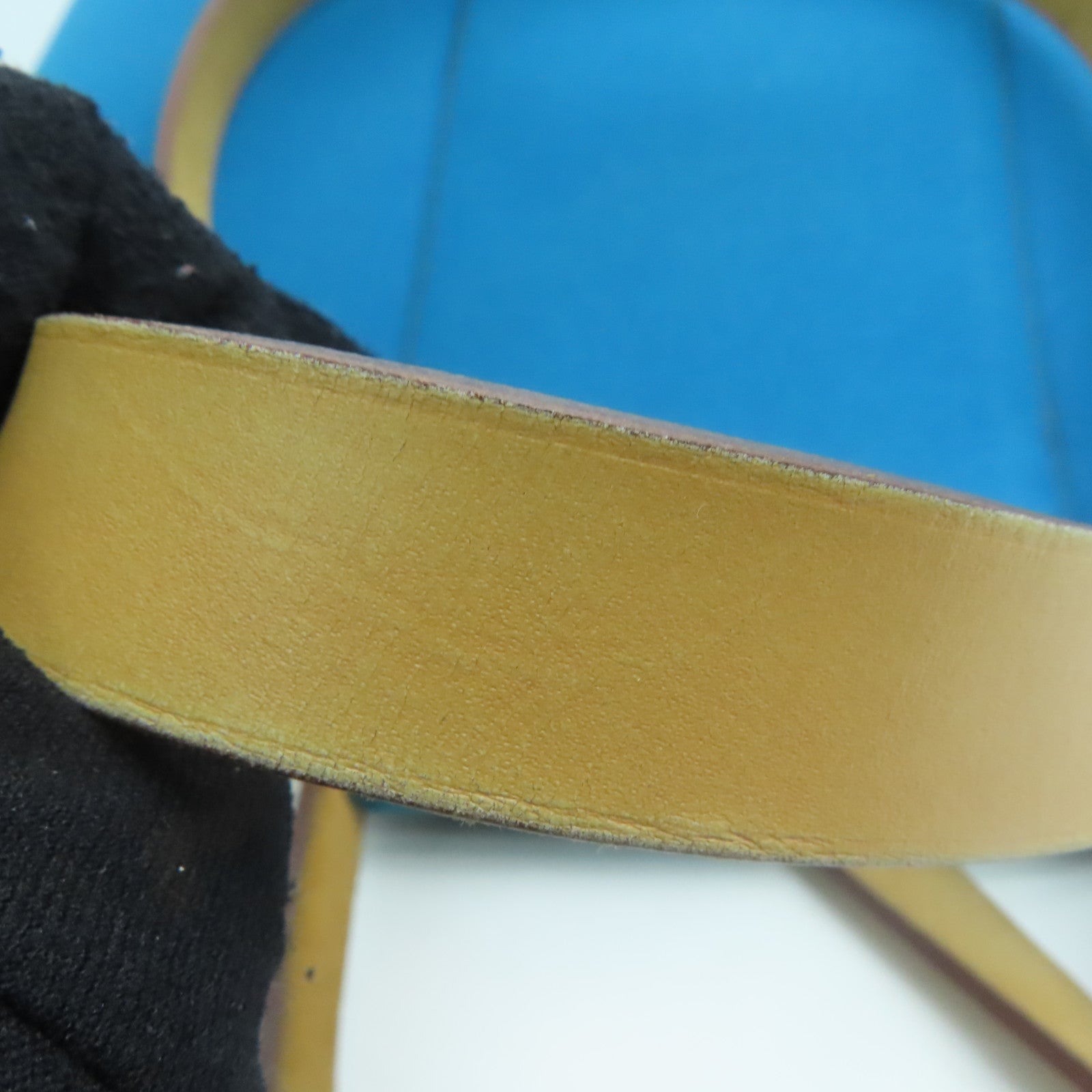 HERMES [Sharp Discount] Canvas CaBag Silver Buckle Shoulder Bag Blue