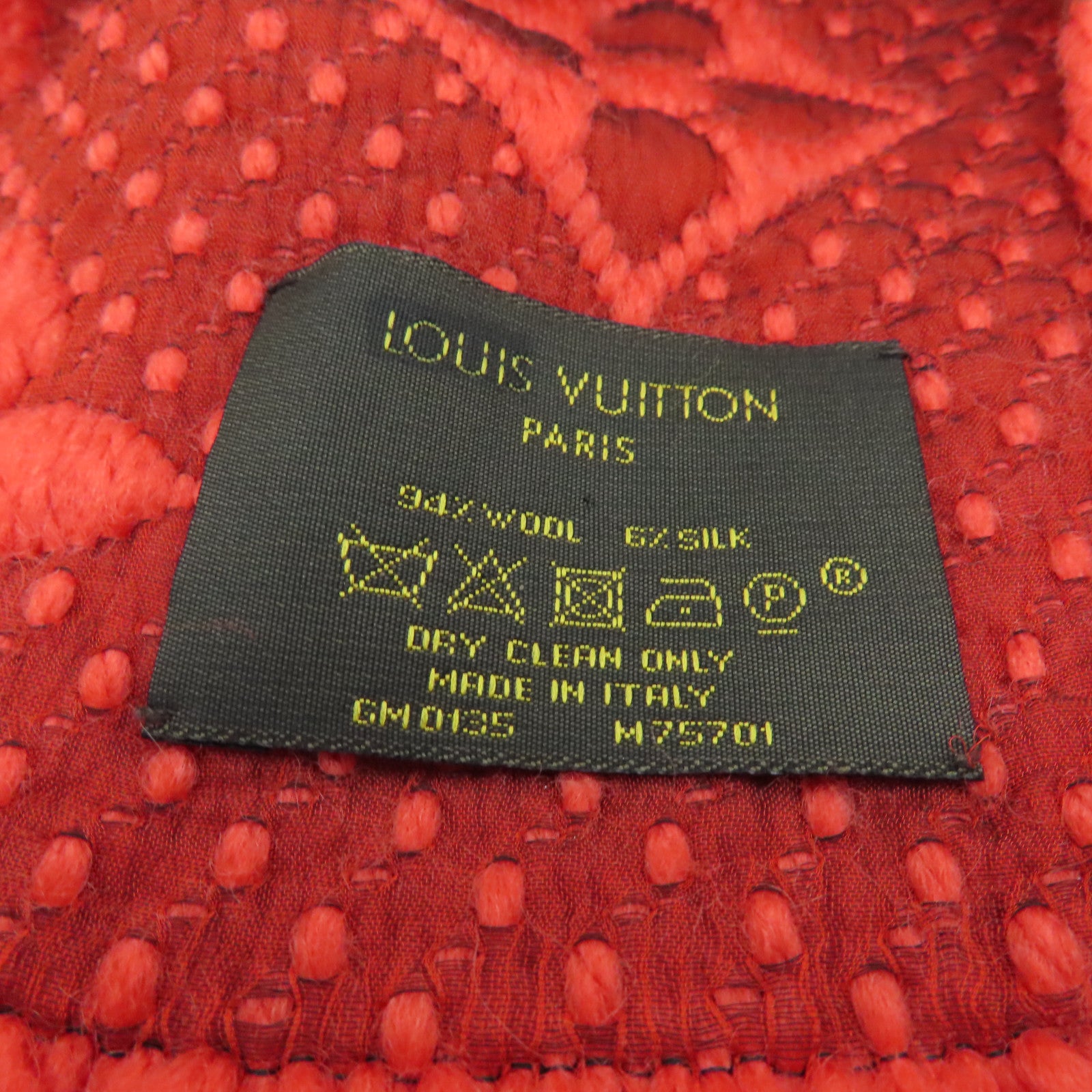 LOUIS VUITTON Wool/Silk Muffler颈巾橙红色