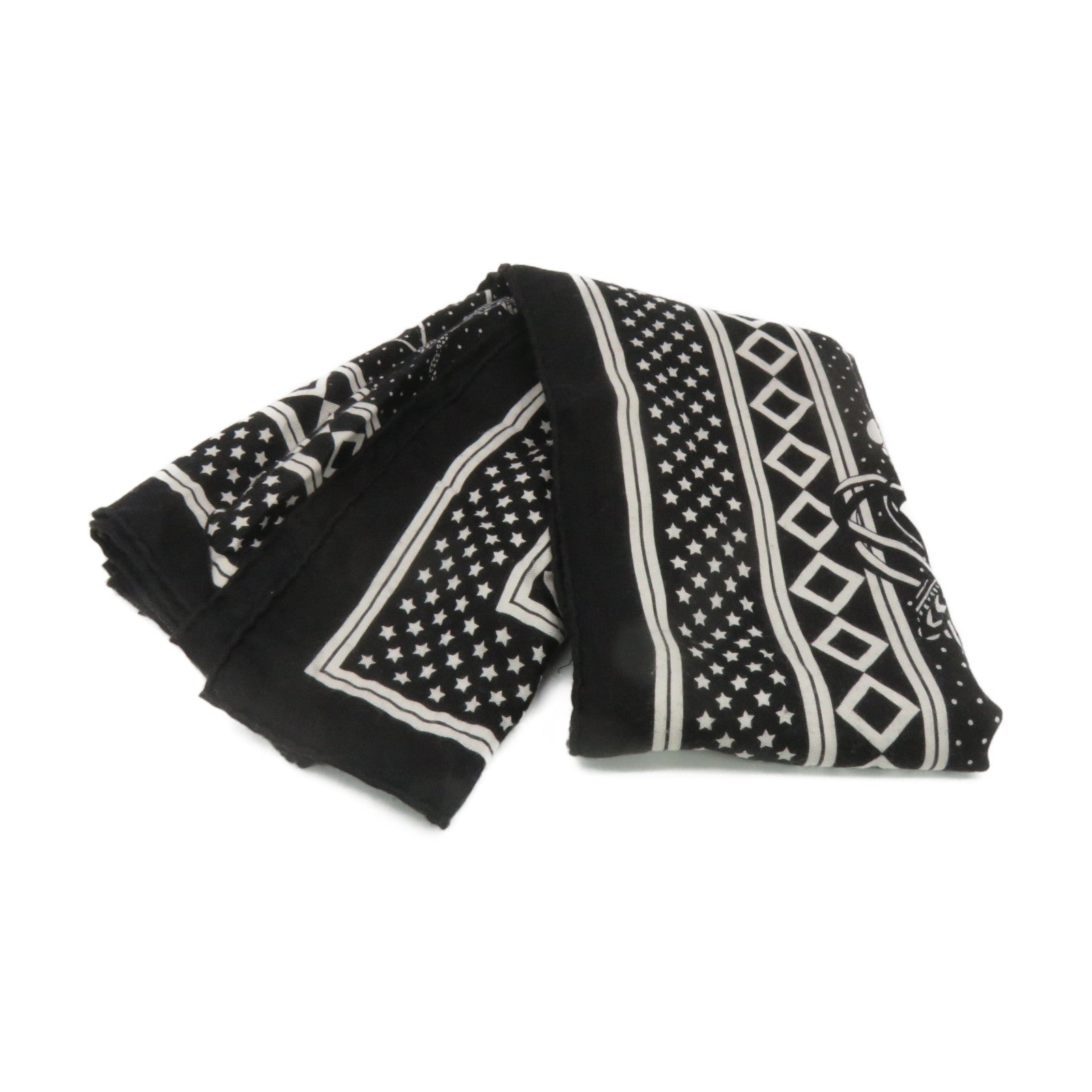 HERMES 羊絨/絲質Scarf絲巾黑色/白色
