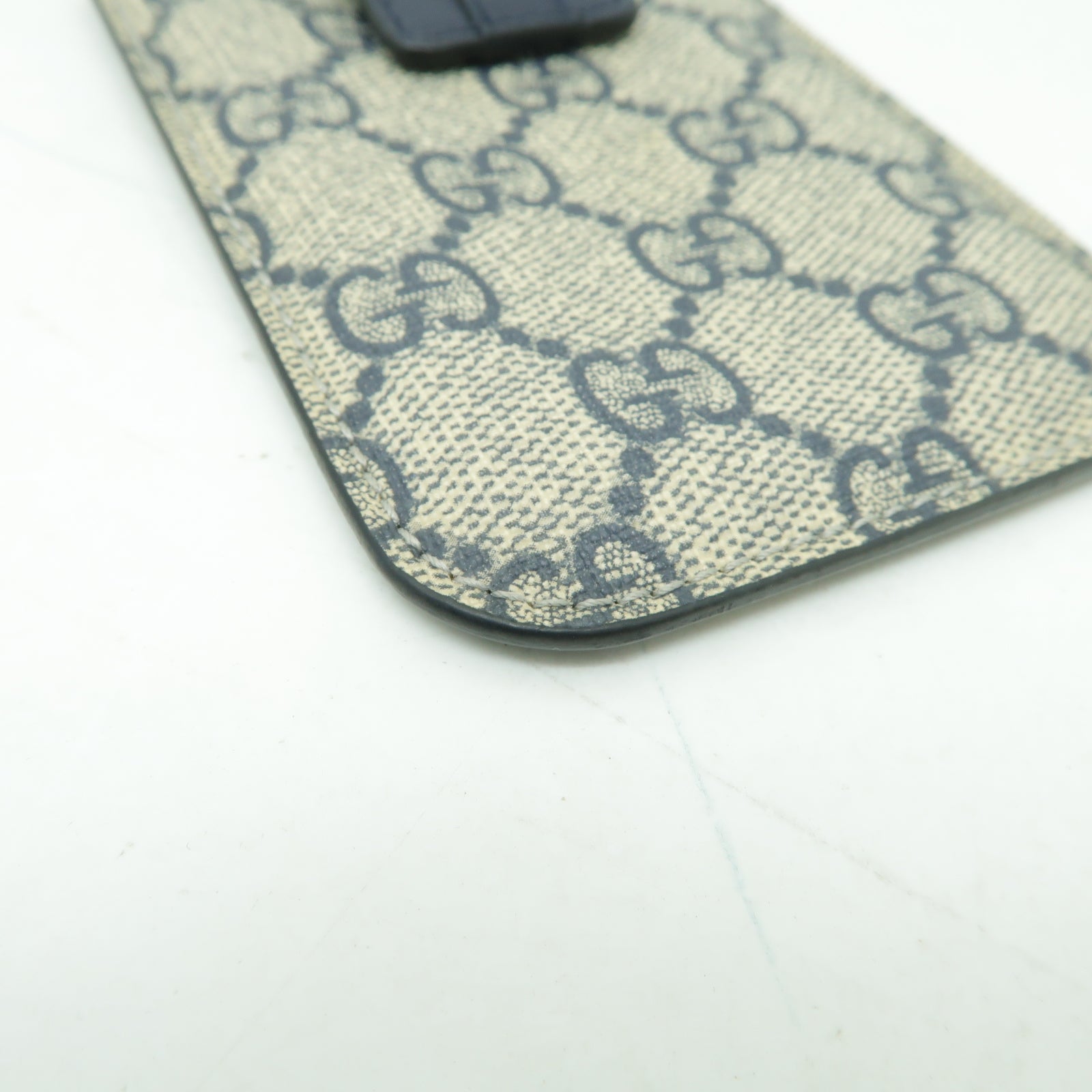 GUCCI 塗層帆布Phone Case銀扣手機殼藍色