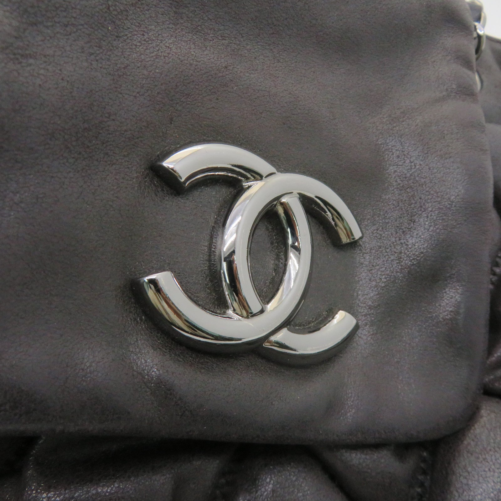 CHANEL 菱格牛皮皮革Tote Bag銀扣手挽袋黑色