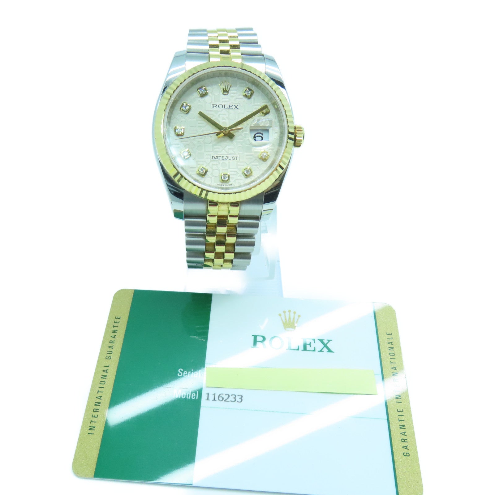 ROLEX Datejust不鏽鋼/18K黃金鑽石手錶自動機芯銀色