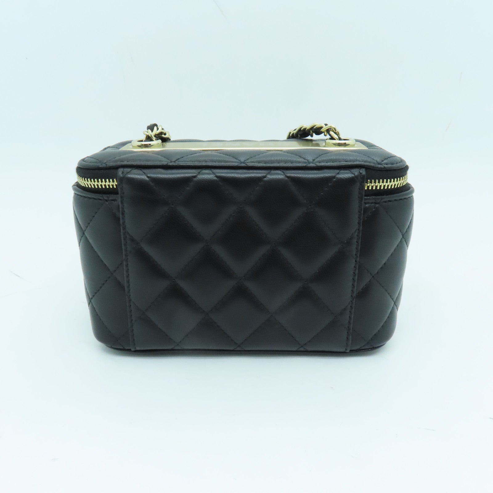 CHANEL 羊皮皮革Chain Shoulder Bag金扣鏈帶肩背袋黑色