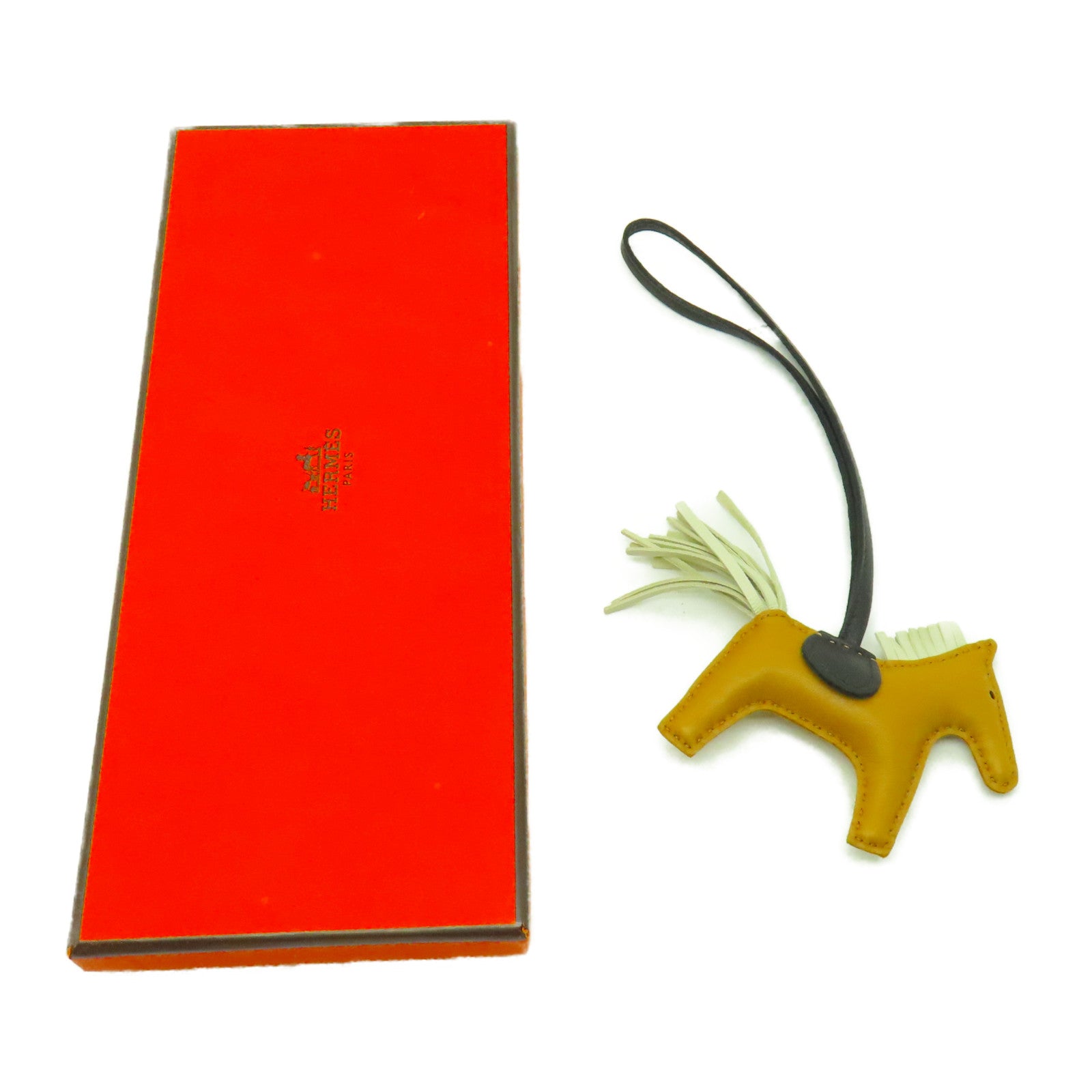 HERMES Clemence皮革Rodeo PM掛飾啡色/黑色/米色