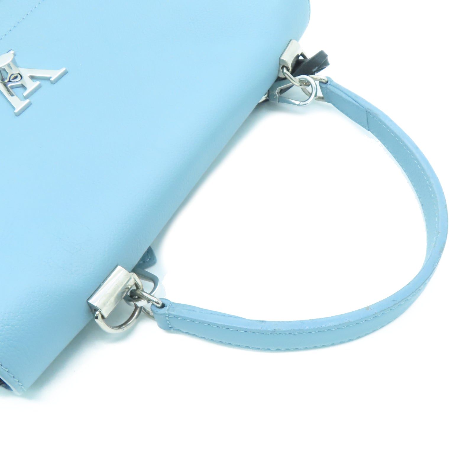 LOUIS VUITTON 牛皮皮革Lockme ll银扣肩背袋蓝色