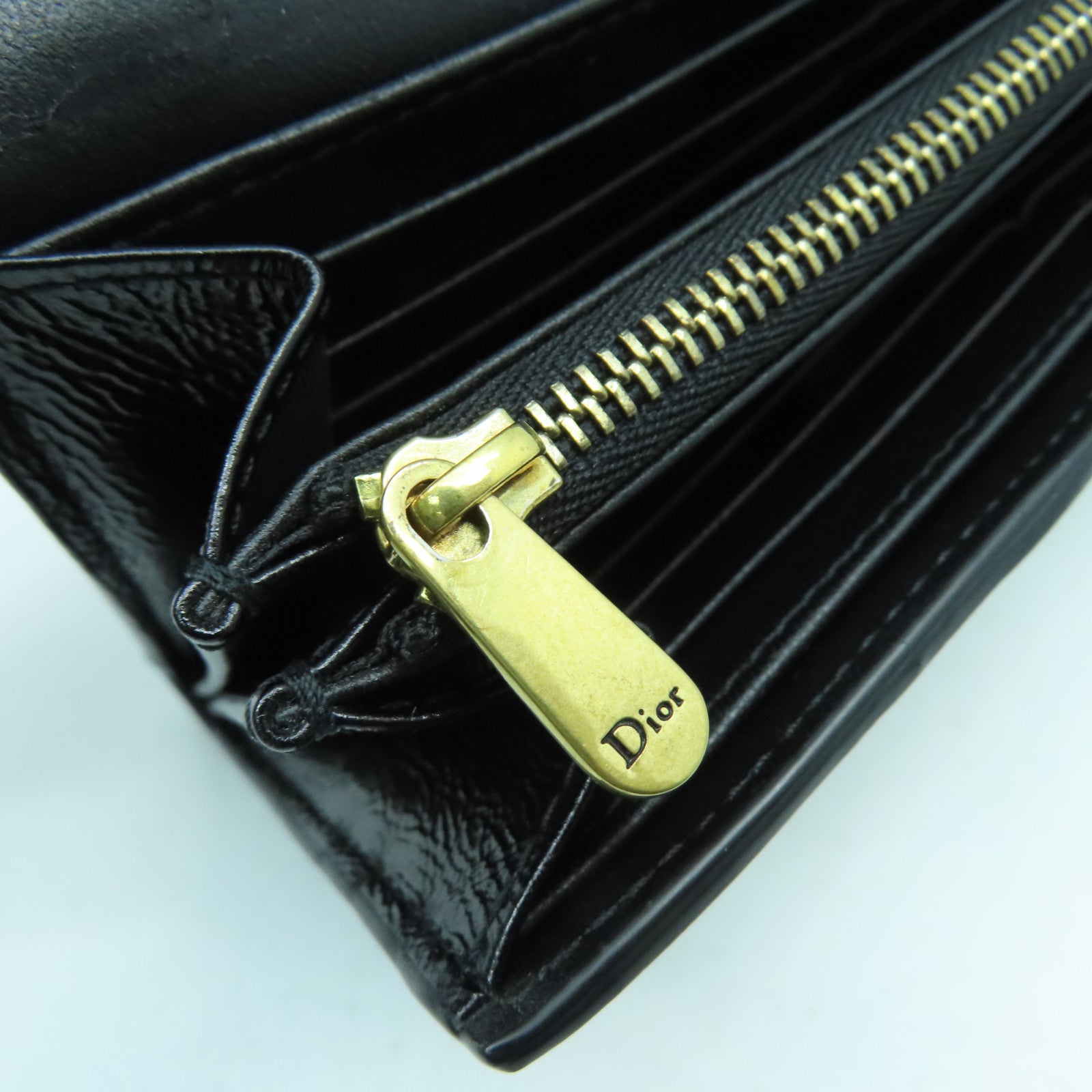 Dior 塗層皮革Long wallet金扣長錢包黑色