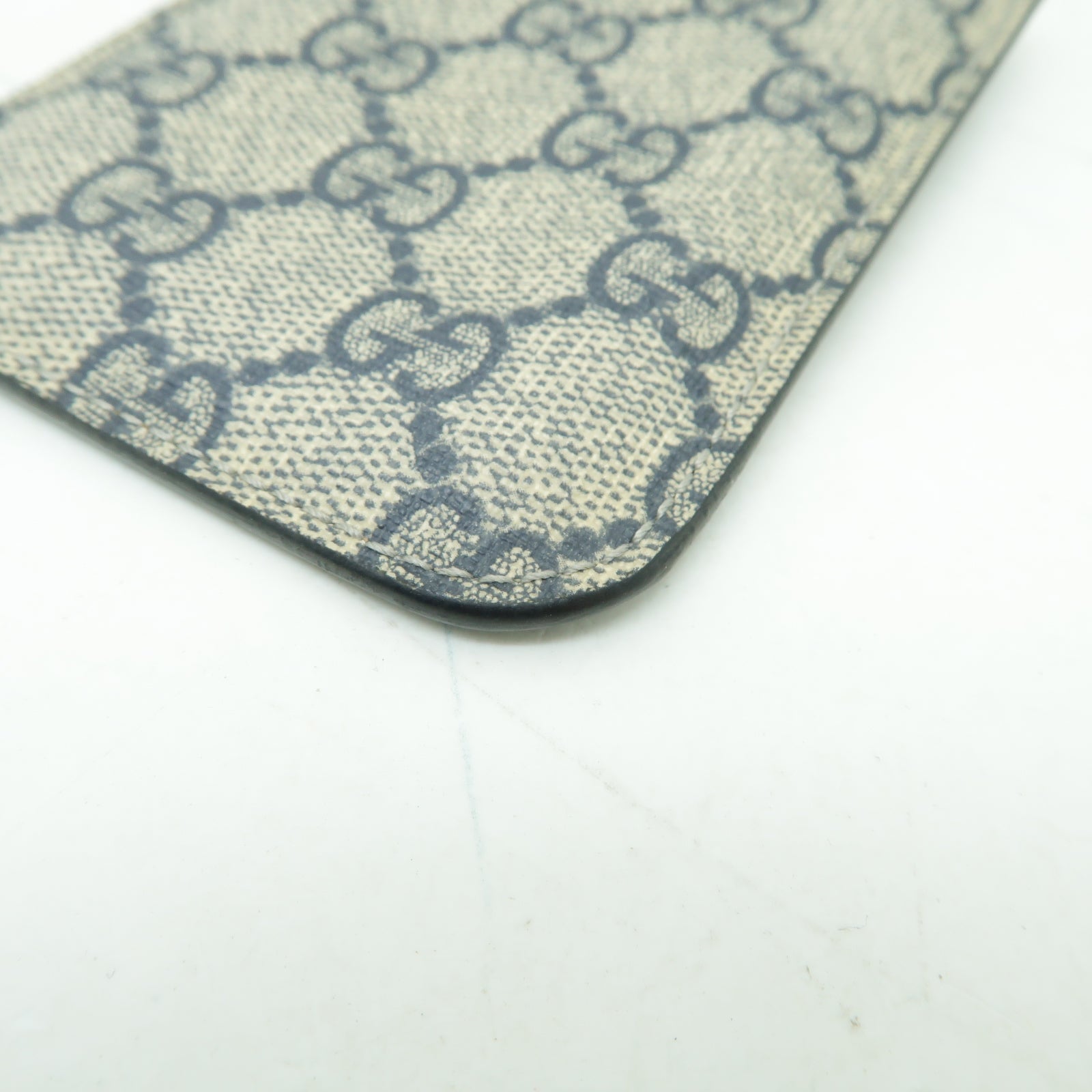 GUCCI 塗層帆布Phone Case銀扣手機殼藍色