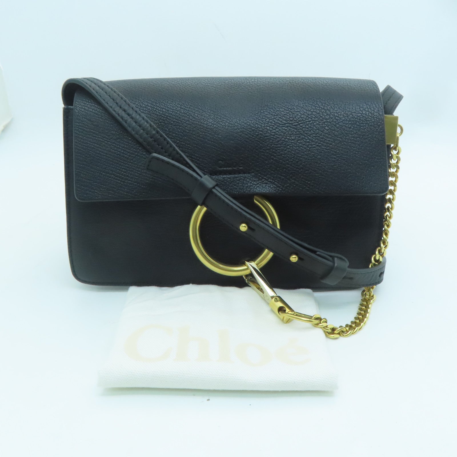 Chloe leather Faye Shoulder Bag gold buckle shoulder bag black