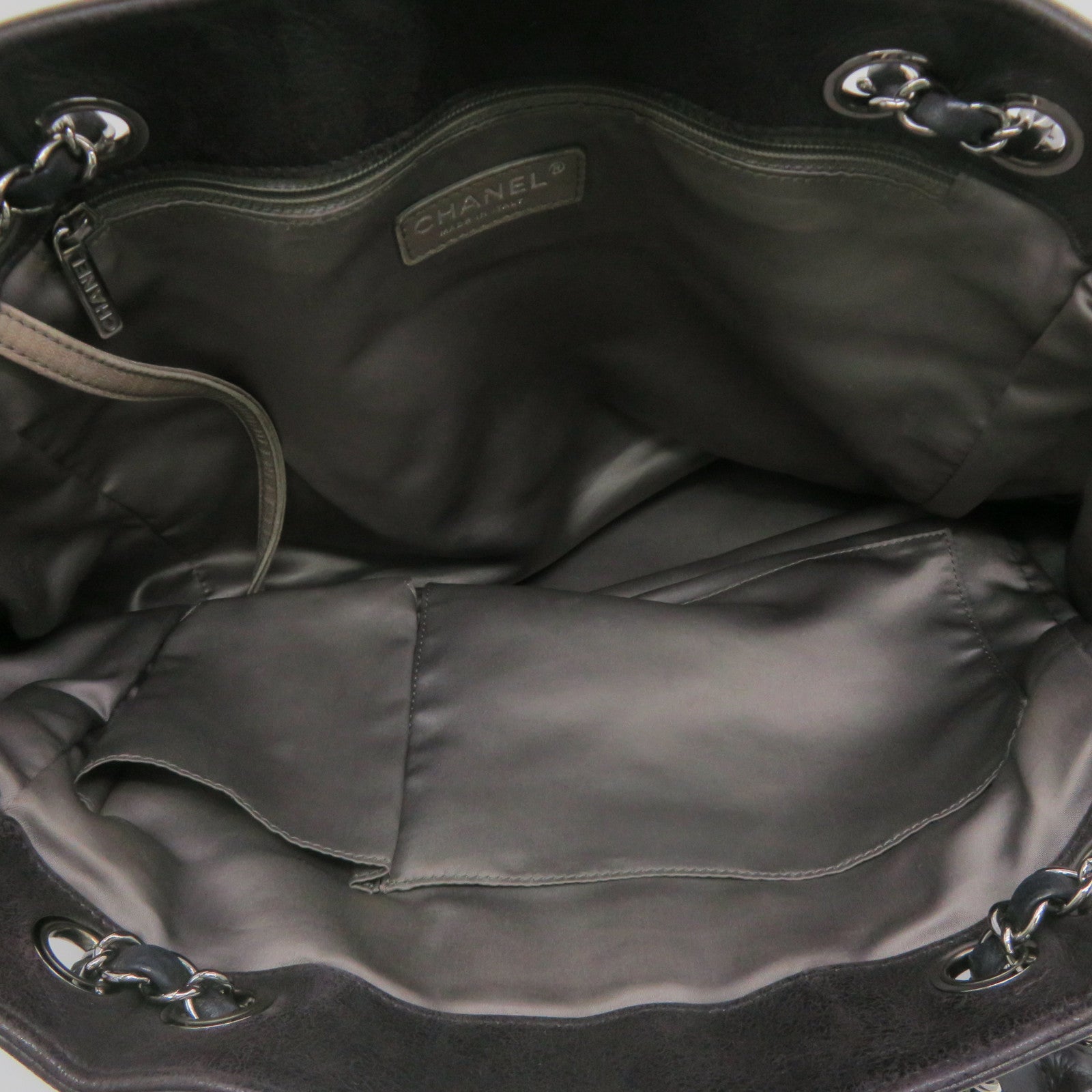 CHANEL 菱格牛皮皮革Tote Bag銀扣手挽袋黑色