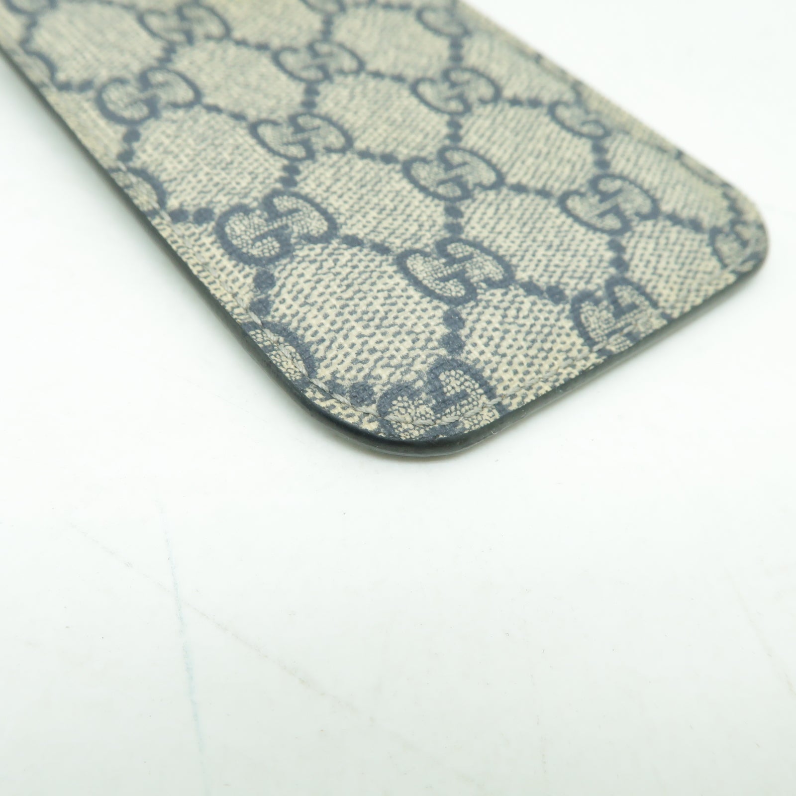 GUCCI 塗層帆布Phone Case銀扣手機殼藍色