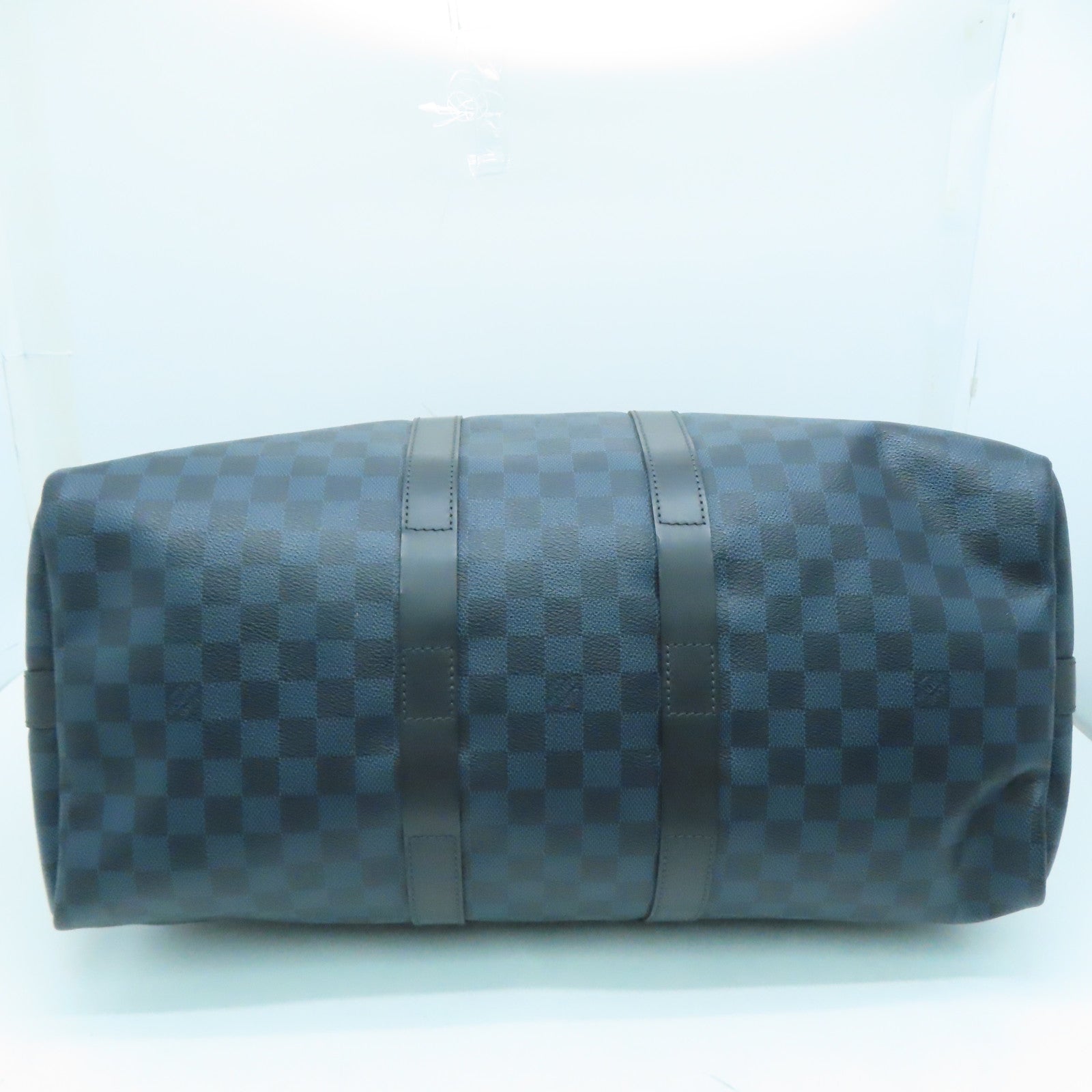 LOUIS VUITTON Damier Keepall A De Bandelier 45波士顿包黑色蓝色