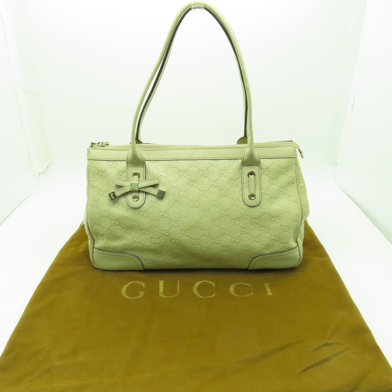 GUCCI 牛皮皮革Shoulder Bag金扣肩背袋白色
