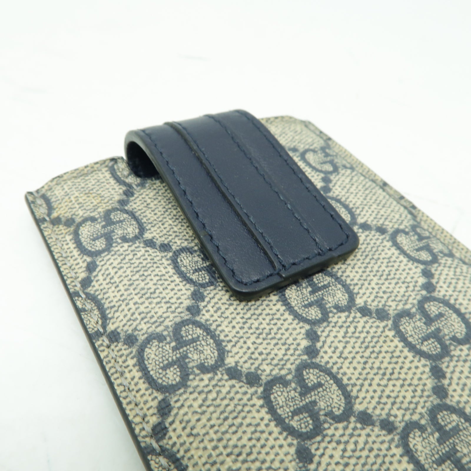 GUCCI 塗層帆布Phone Case銀扣手機殼藍色