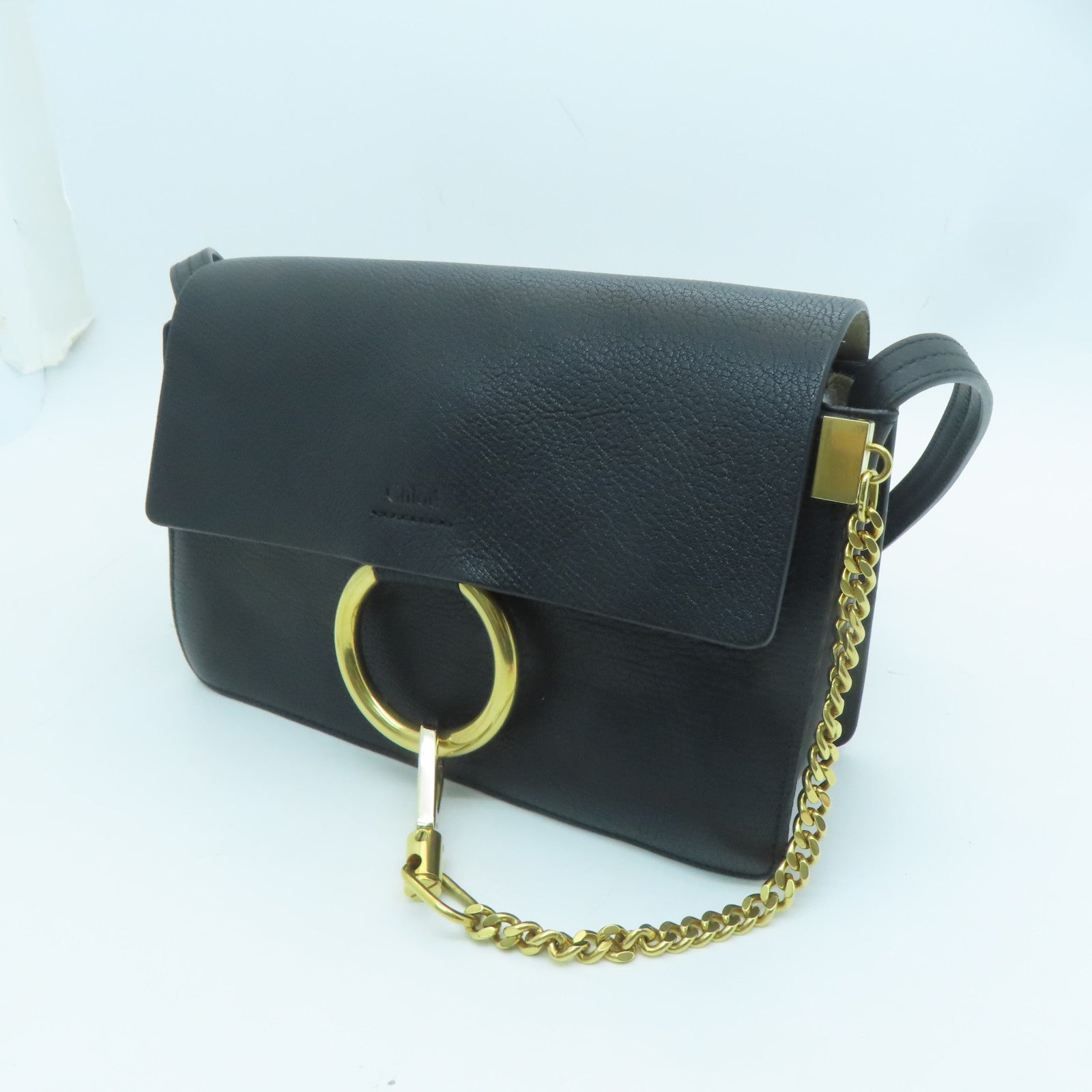 Chloe leather Faye Shoulder Bag gold buckle shoulder bag black