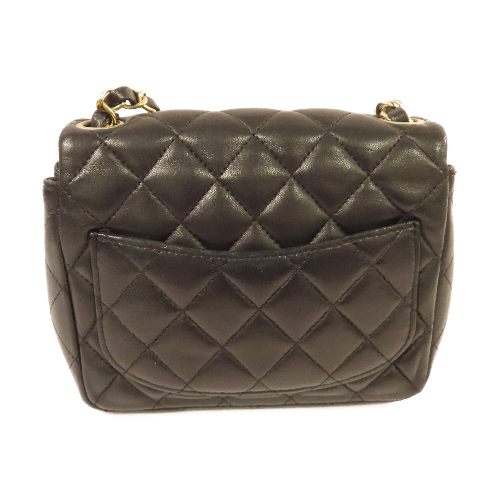 CHANEL 菱格羊皮皮革Chain Shoulder Bag金扣鏈帶肩背袋黑色