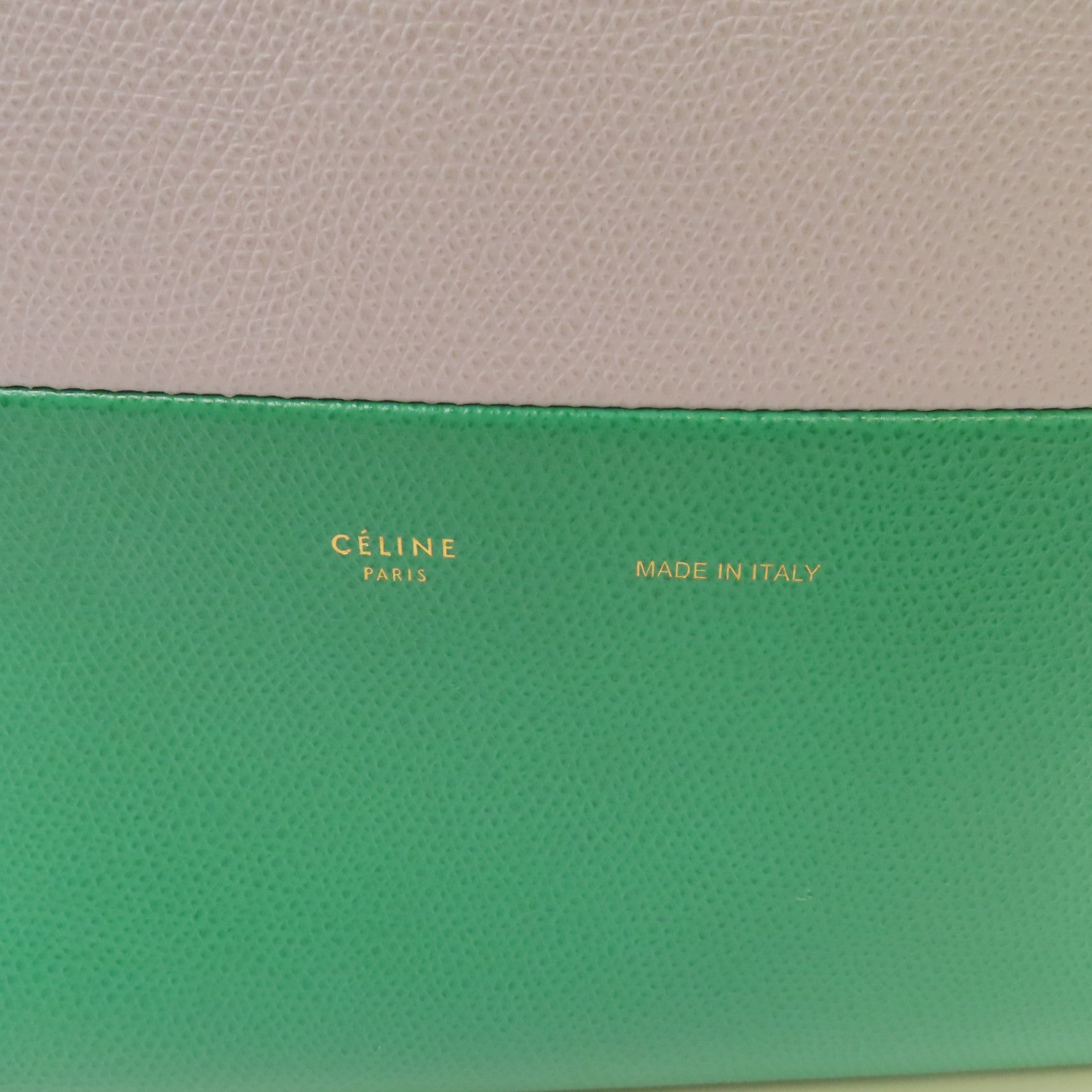 CELINE 牛皮皮革Cabas Vertical 2Way Shoulder Bag手挽肩背兩用袋灰色/綠色