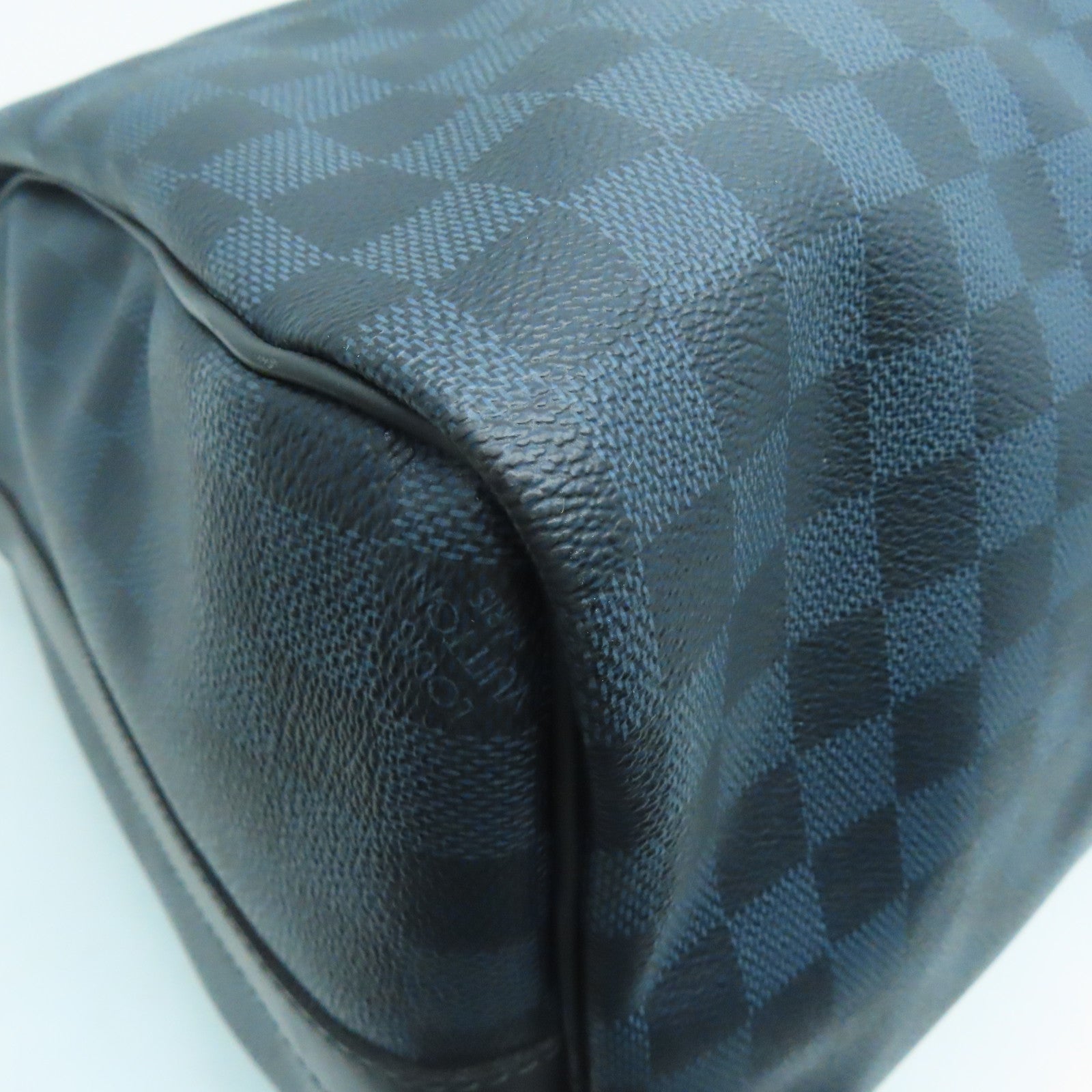 LOUIS VUITTON Damier Keepall A De Bandelier 45波士顿包黑色蓝色