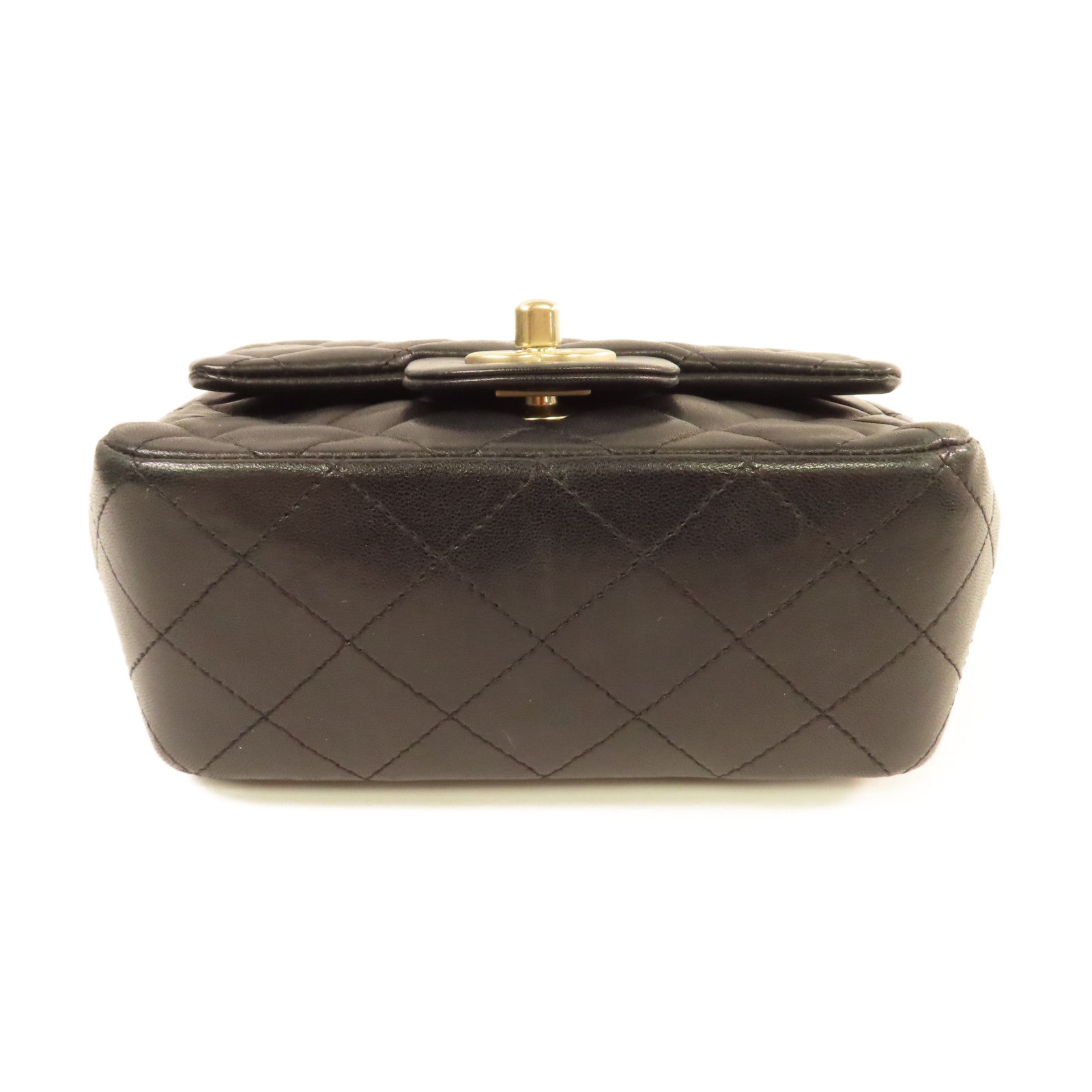 CHANEL 菱格羊皮皮革Chain Shoulder Bag金扣鏈帶肩背袋黑色