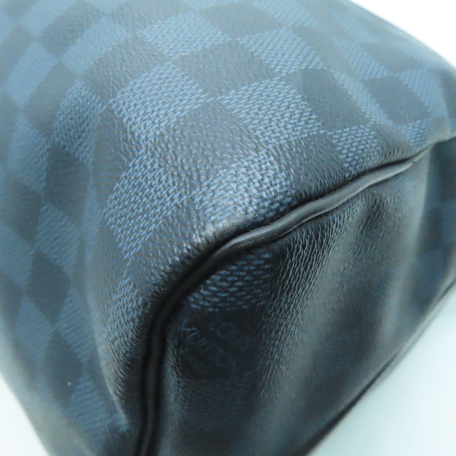 LOUIS VUITTON Damier Keepall A De Bandelier 45波士顿包黑色蓝色