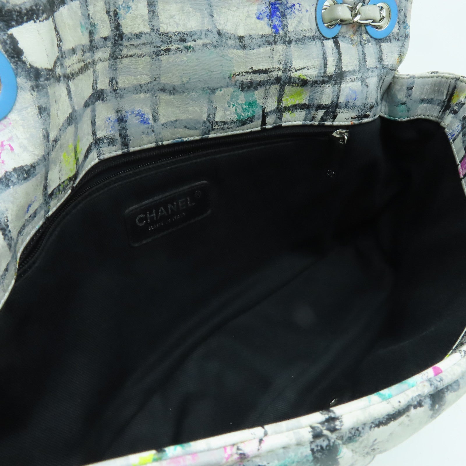 CHANEL 菱格牛皮皮革Chian Shoulder Bag銀扣鏈帶肩背袋白色/彩色