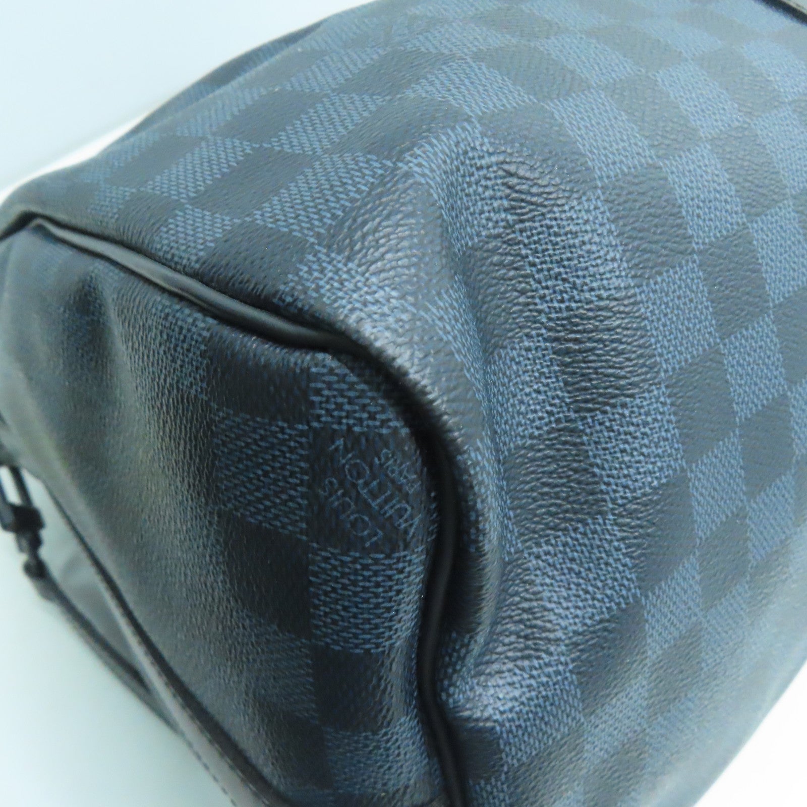LOUIS VUITTON Damier Keepall A De Bandelier 45波士顿包黑色蓝色