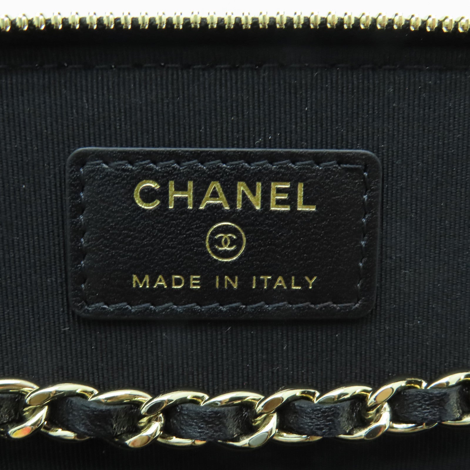 CHANEL 羊皮皮革Chain Shoulder Bag金扣鏈帶肩背袋黑色